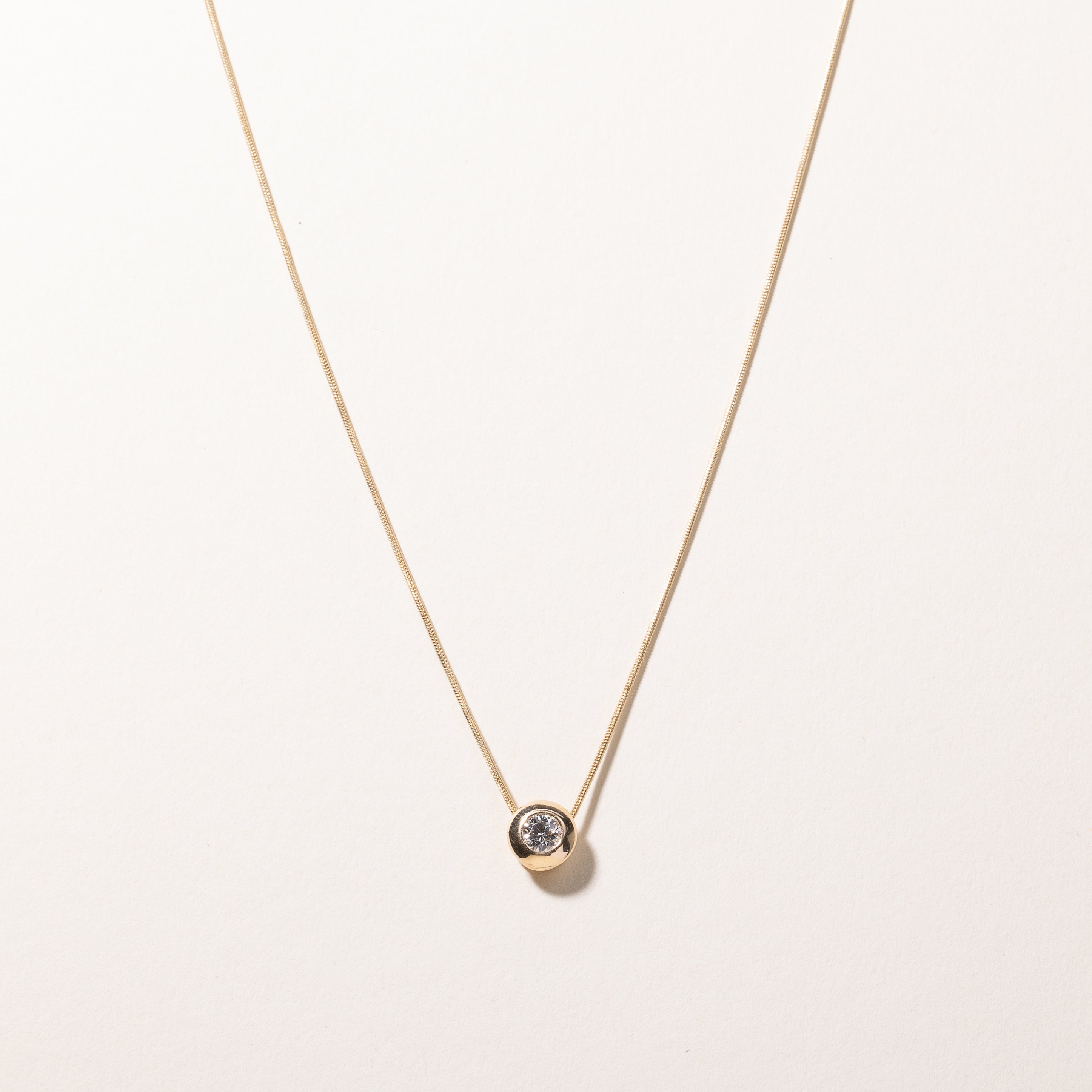 10K Yellow Gold Diamond Bezel Pendant Necklace for Women | 0.28ctw Round Cut Diamond | 20 Inch Chain | Elegant Gift for Anniversary, Birthday & Valentine's Day