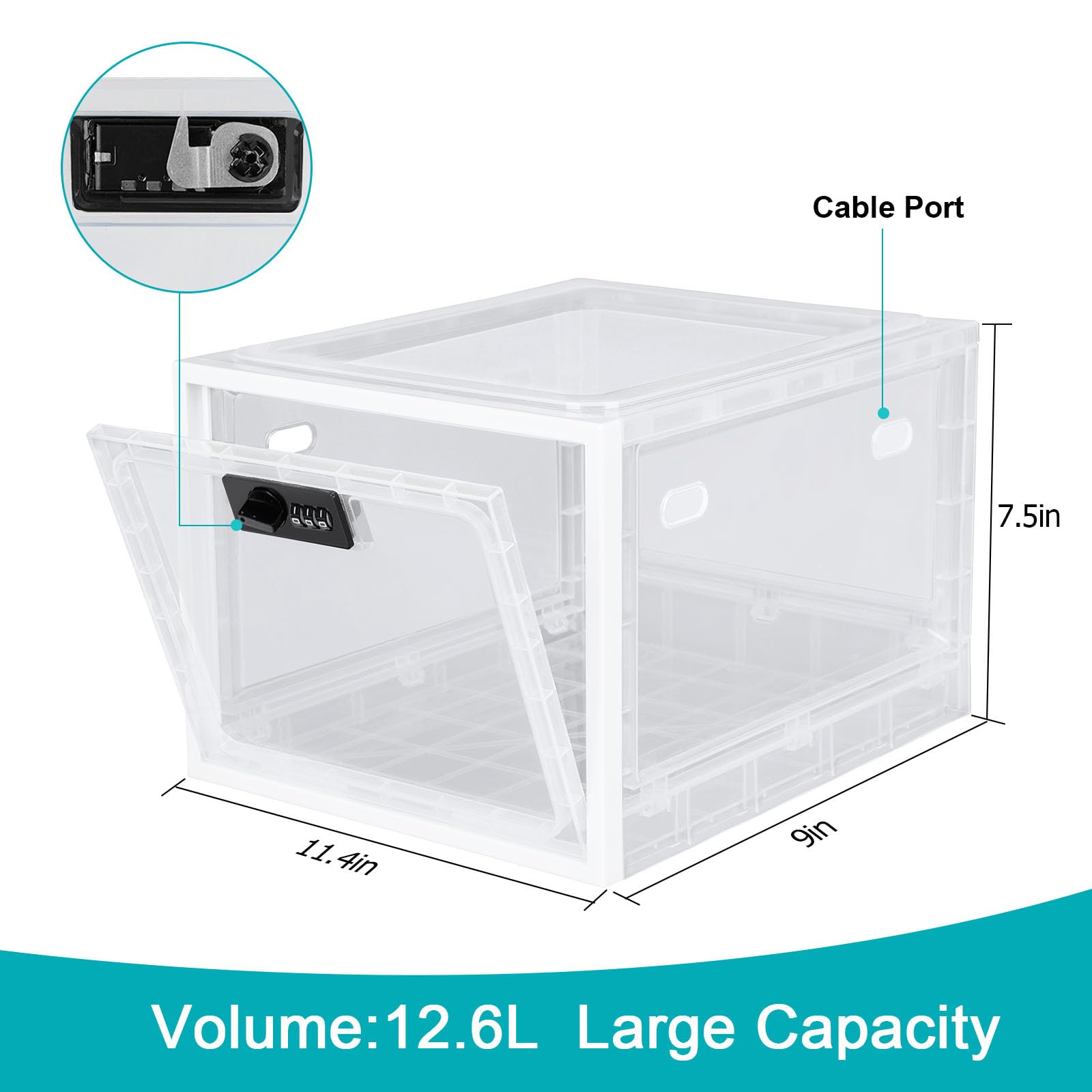 Secure Combination Lock Box for Personal Items - Office, School, Medicine, Snacks & Electronics Storage - White Lockable Storage Container (1 Pack) | Perfect for Lockers, Home Organization & Phone Jail Time Management