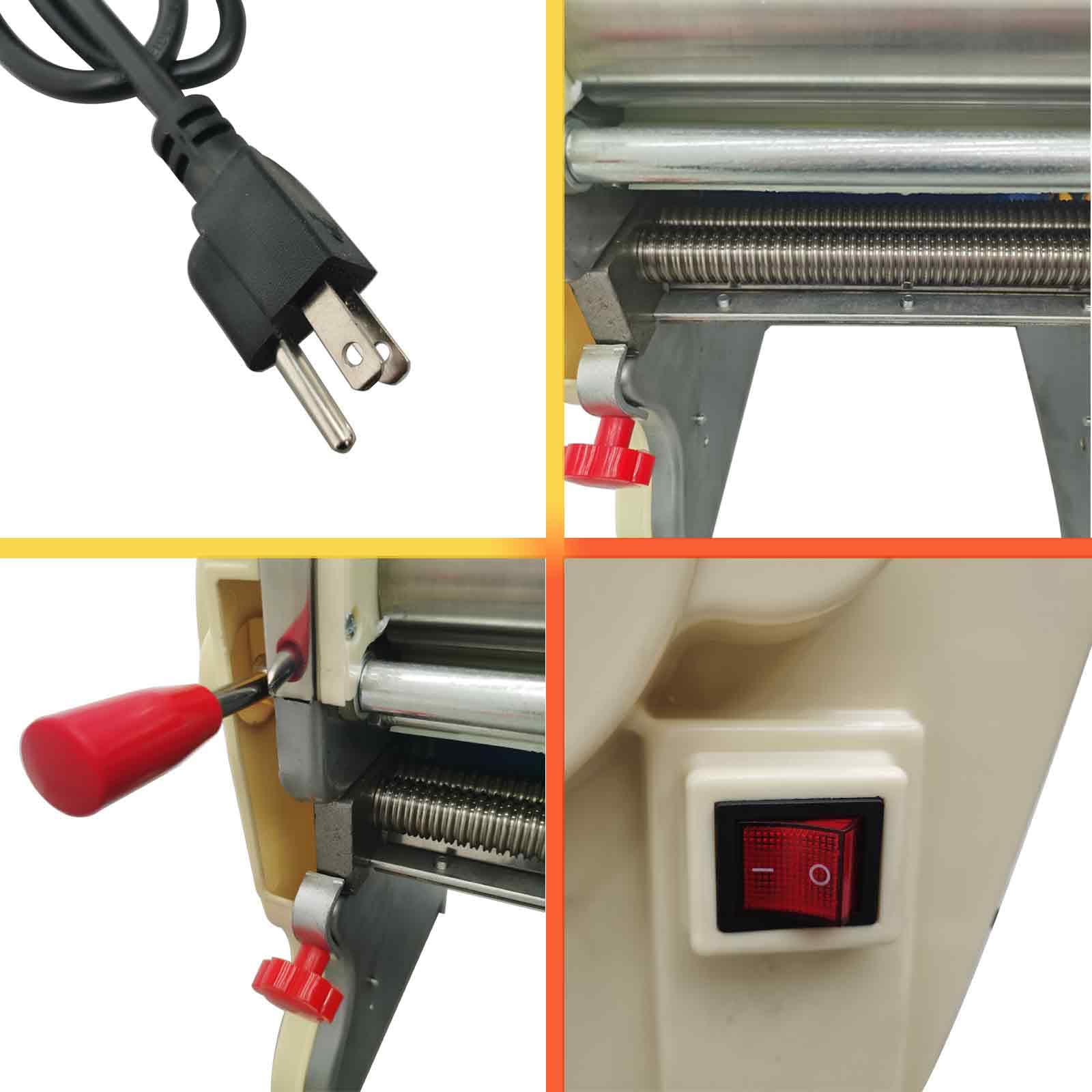 550W Electric Pasta Maker Machine - 110V Stainless Steel Noodle Press with 3mm Round Cutter, Adjustable Width for Homemade Spaghetti, Fettuccine & More - Perfect for Home Kitchens & Italian Restaurants