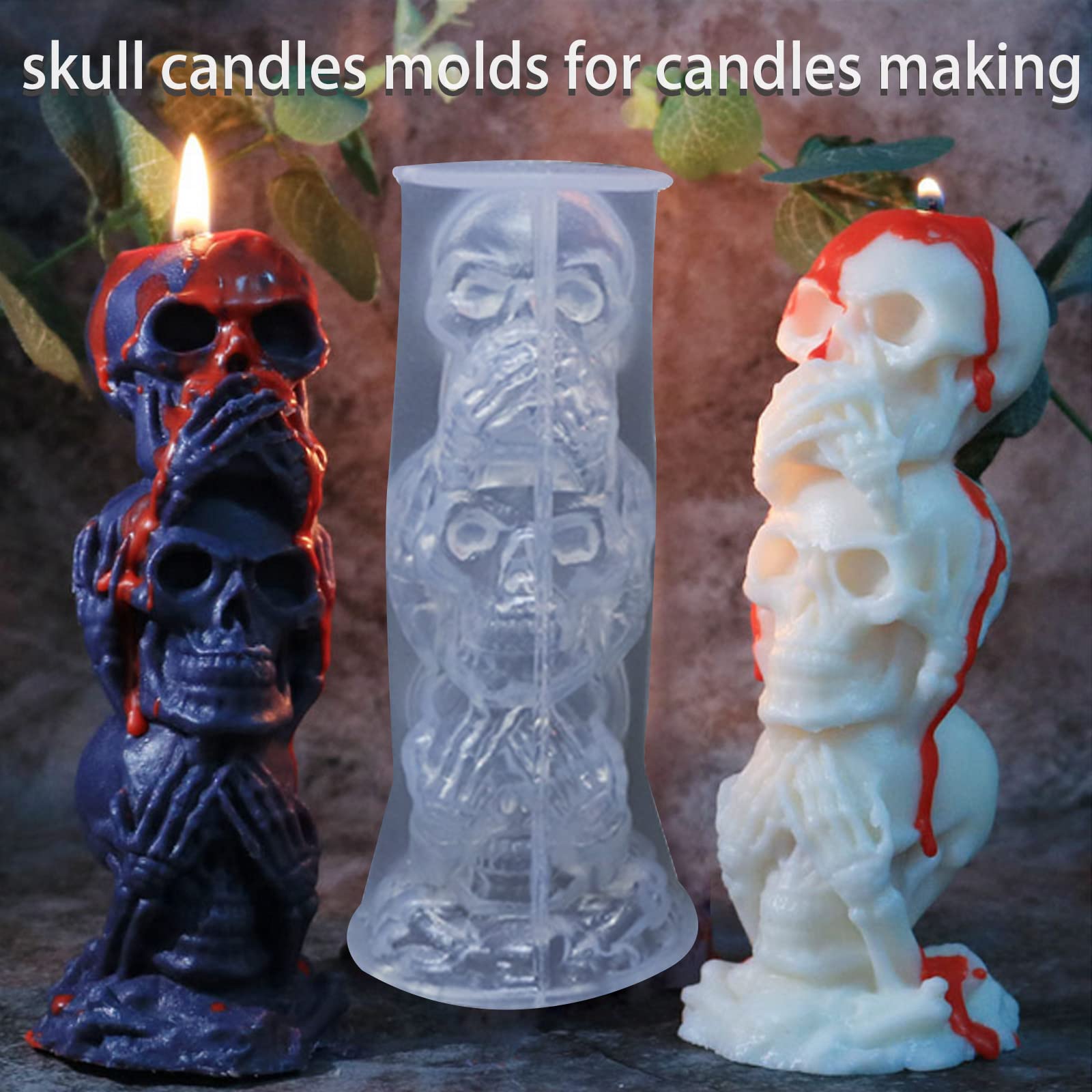3D Skull Skeleton Silicone Molds for DIY Epoxy Resin, Handmade Soap & Aromatherapy Candles - Halloween Decor, Crafting Supplies & Home Decoration - Perfect for Spooky Parties, Gothic Decor & Creative Art Projects