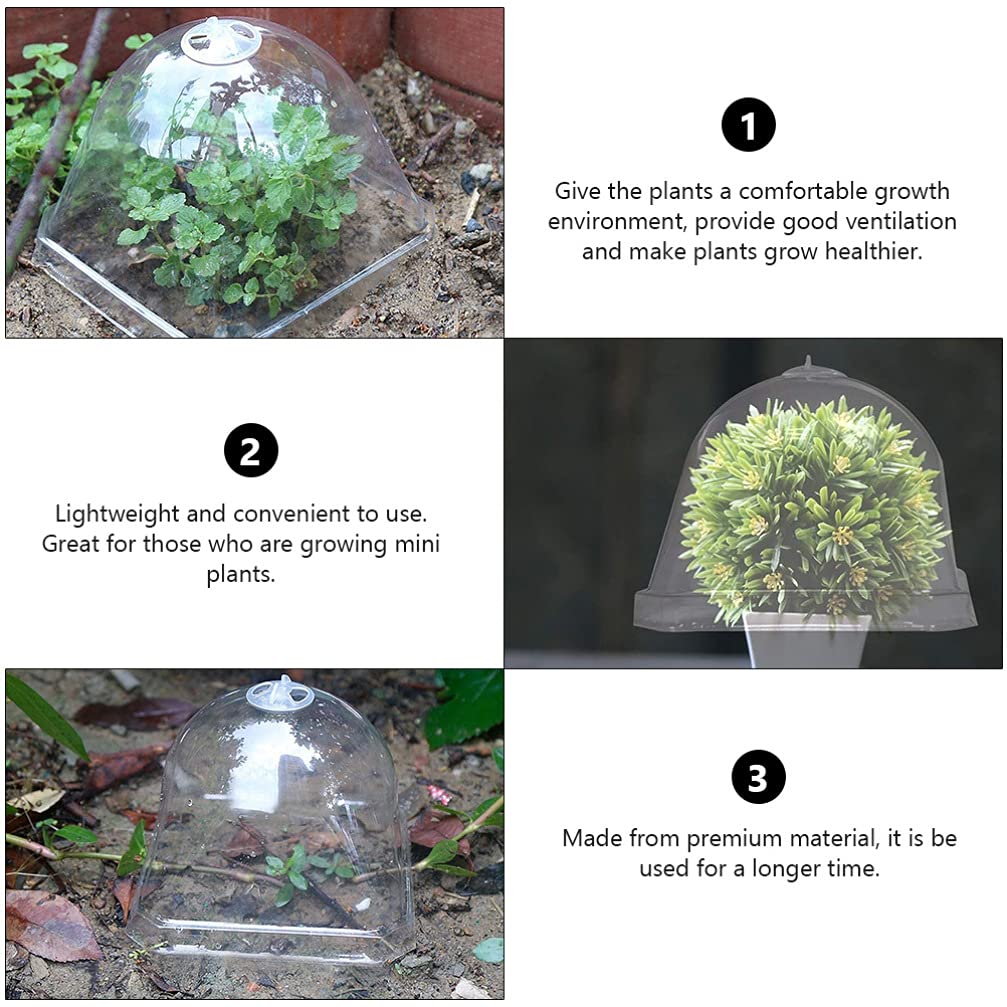 DOITOOL 15pcs Transparent Plastic Plant Dome Covers - Mini Greenhouse Flower Pot Covers, Plant Protectors & Nursery Hoods for Indoor/Outdoor Gardening | Perfect for Seedlings, Succulents & Plant Protection