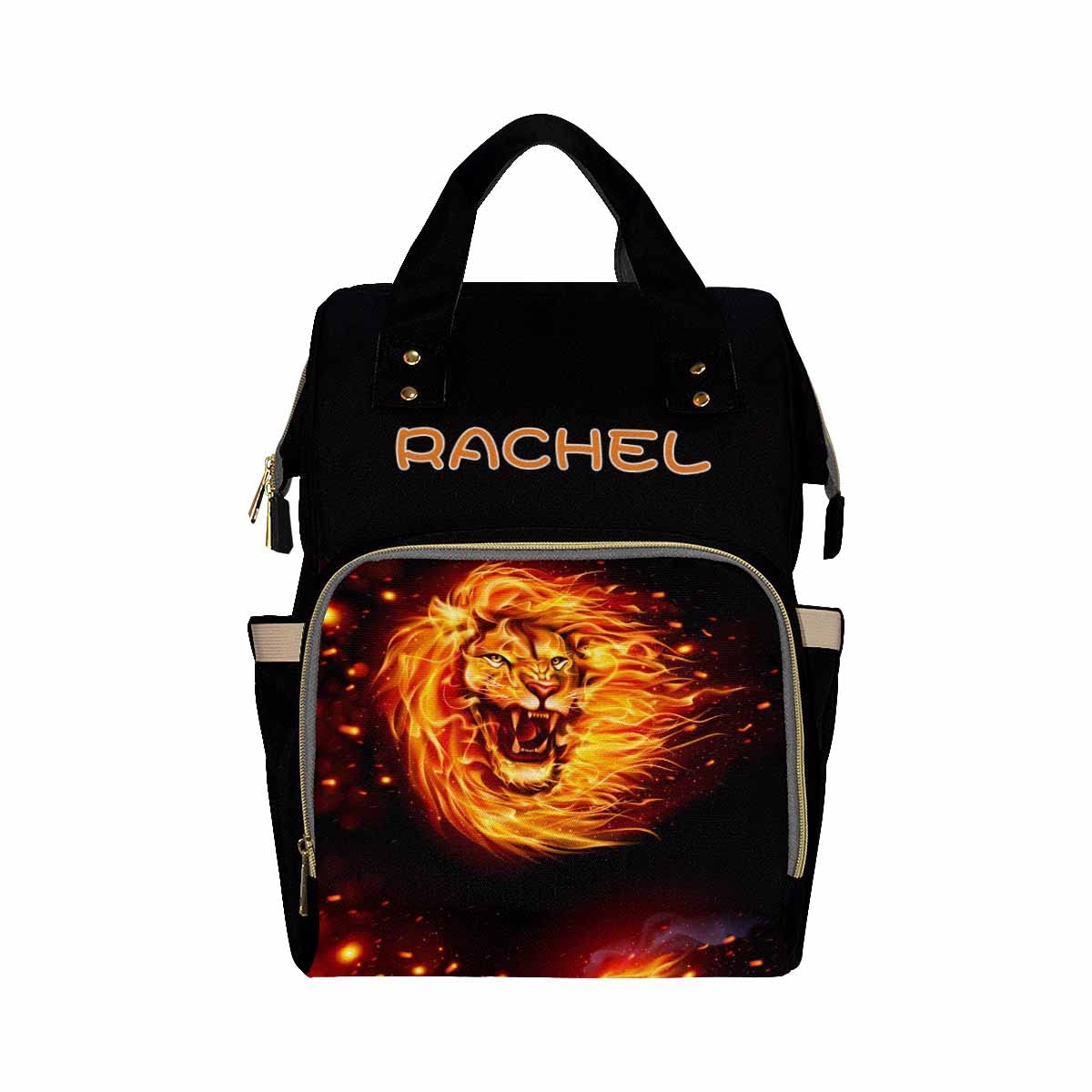 Personalized Diaper Backpack with Custom Name - Stylish Baby Diaper Bag for Moms, Travel & Daily Use - Lion Roar Flame Design - Perfect for Daycare, Outings & Family Trips