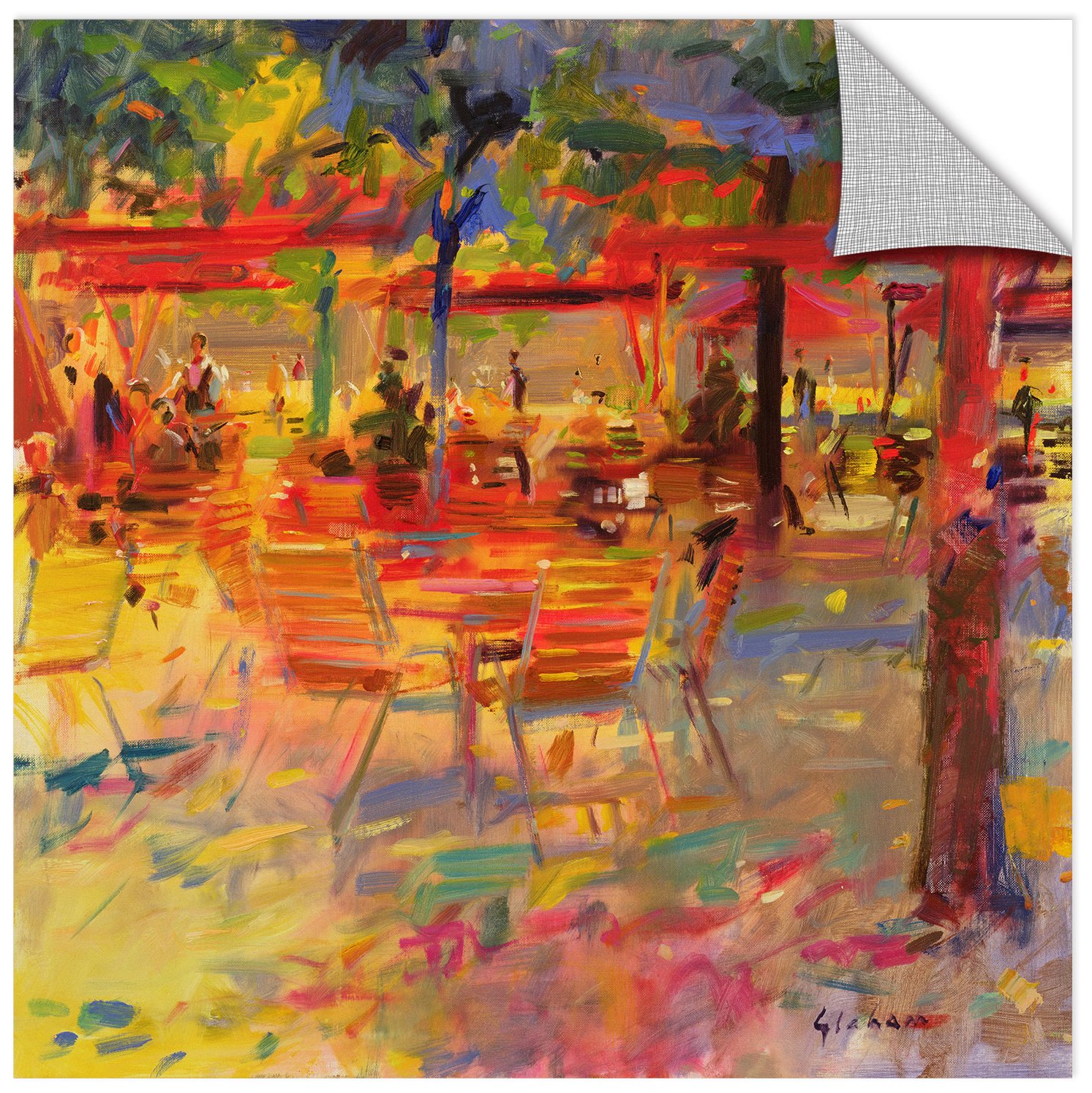 Peter Graham 'Lunch On The Terrace' Removable Wall Art Mural - 18x18 Inches - Peel & Stick Wall Decal for Living Room, Bedroom, Office Decor