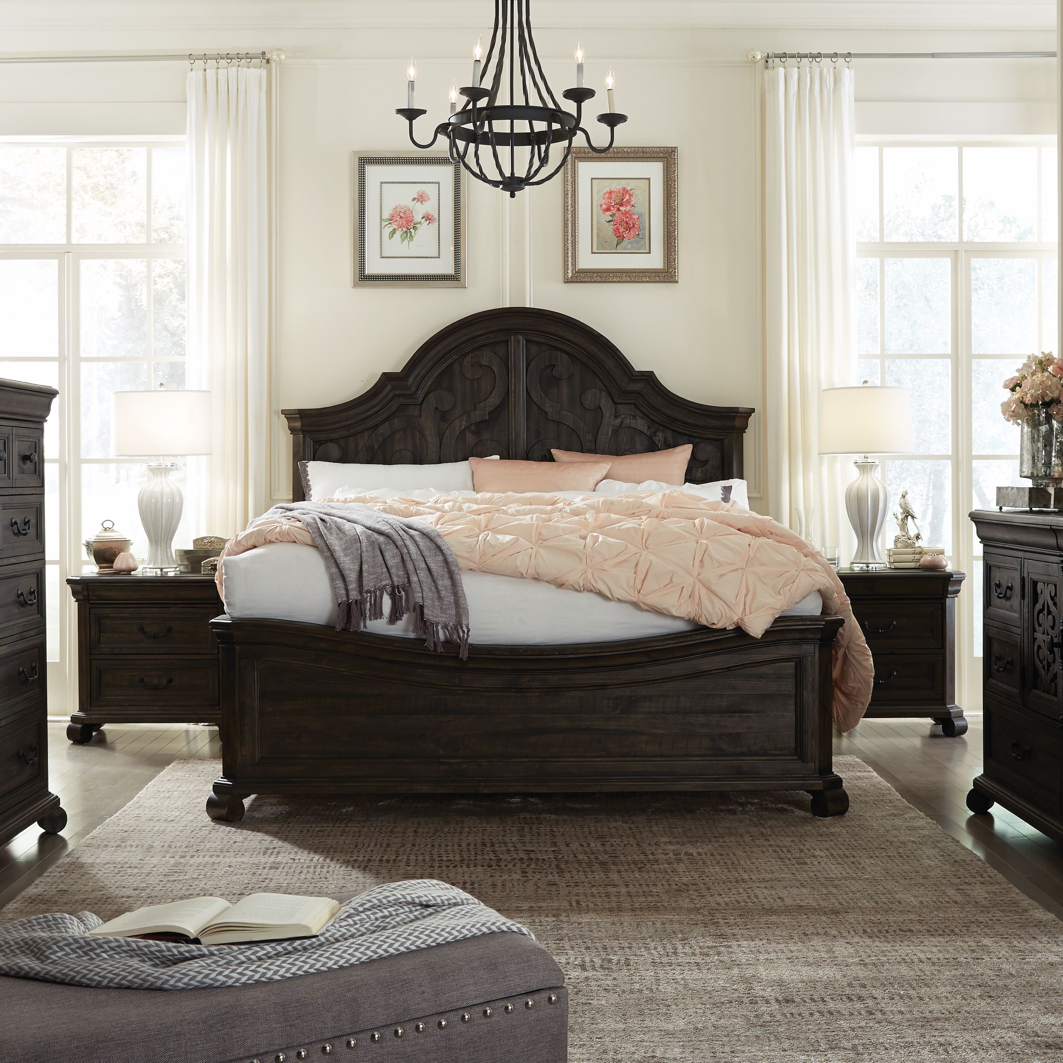 Bellamy Complete California King Shaped Panel Bed Frame - Modern Platform Bed with Upholstered Headboard - Perfect for Master Bedroom Decor