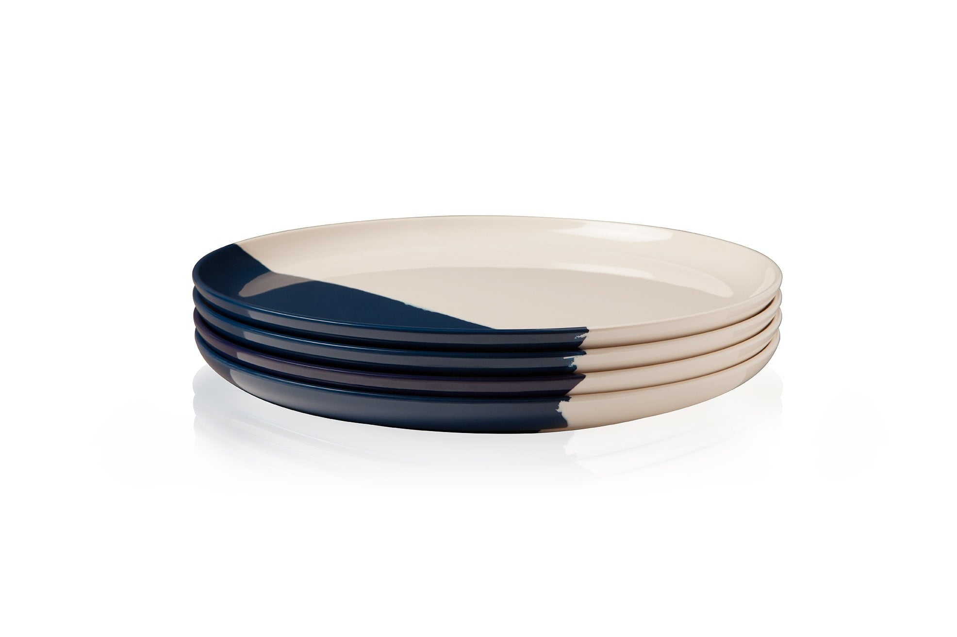 Melamine Salad and Dessert Plates Set of 4 - Ivory & Navy - Durable and Lightweight Dishware for Picnics, BBQs, and Outdoor Dining