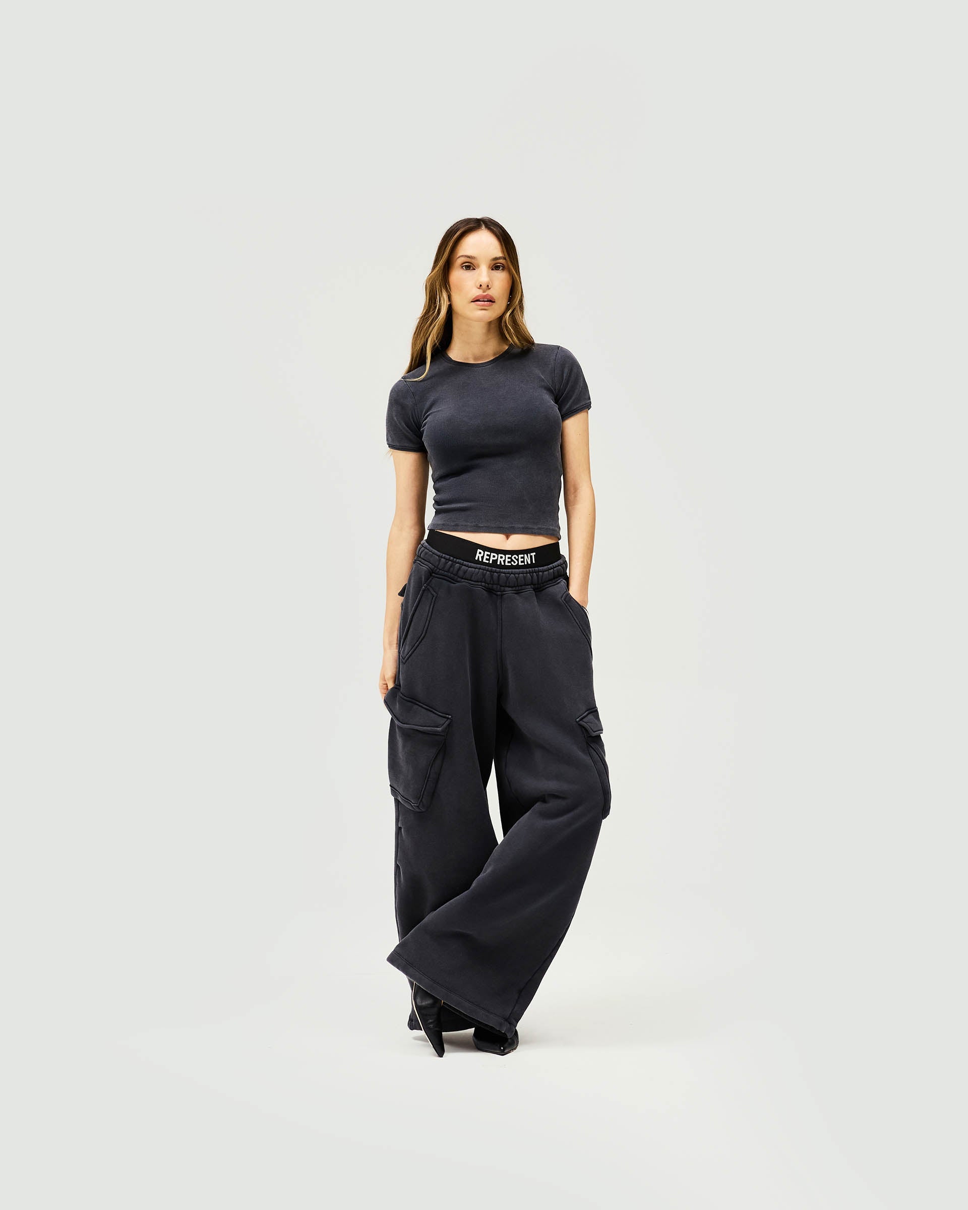 Initial Cargo Jogger Pants - Washed Black | Comfortable Men's Joggers for Casual Wear, Gym & Lounge | Trendy Streetwear Style