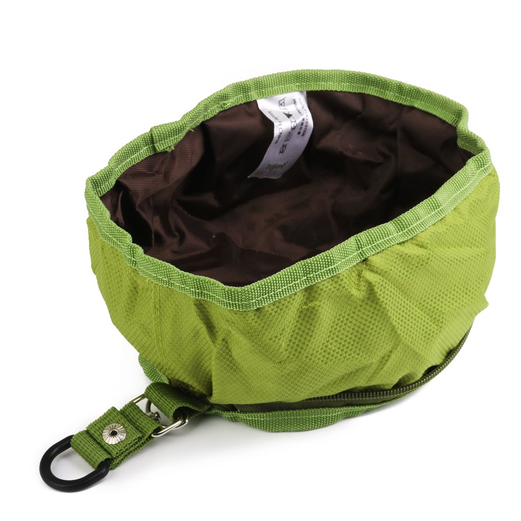 SECRET DESIRE Waterproof Foldable Pet Travel Bowl - Durable Dog & Cat Food Feeder for Camping, Hiking, Outdoor Adventures - Portable Green Collapsible Dish