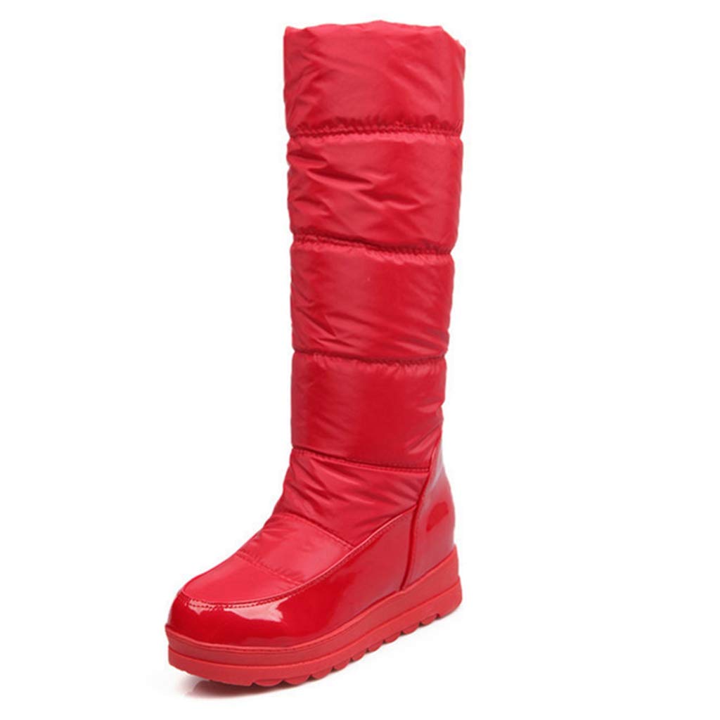 Women's Warm Fur Snow Boots - Insulated Lightweight Mid Calf Wedge Platform Winter Boots for Outdoor Activities & Snowy Weather