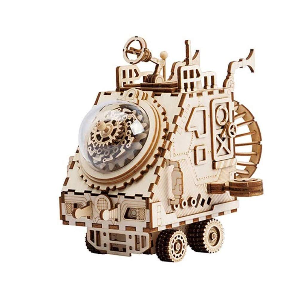 Vintage Wooden DIY Music Box Kit - Handmade Retro Spaceship Toy Gift for Kids & Adults | Perfect for Birthday, Christmas & Home Decor