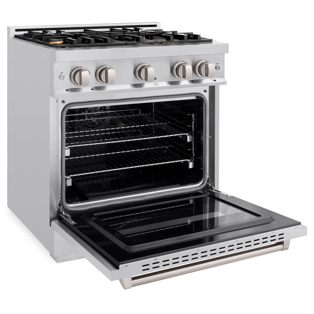 ZLINE 30-Inch 4.2 cu. ft. Stainless Steel Dual Fuel Range - Gas Cooktop & Electric Convection Oven with 4 Brass Burners (CDR BR 30) - Perfect for Home Kitchens & Professional Cooking