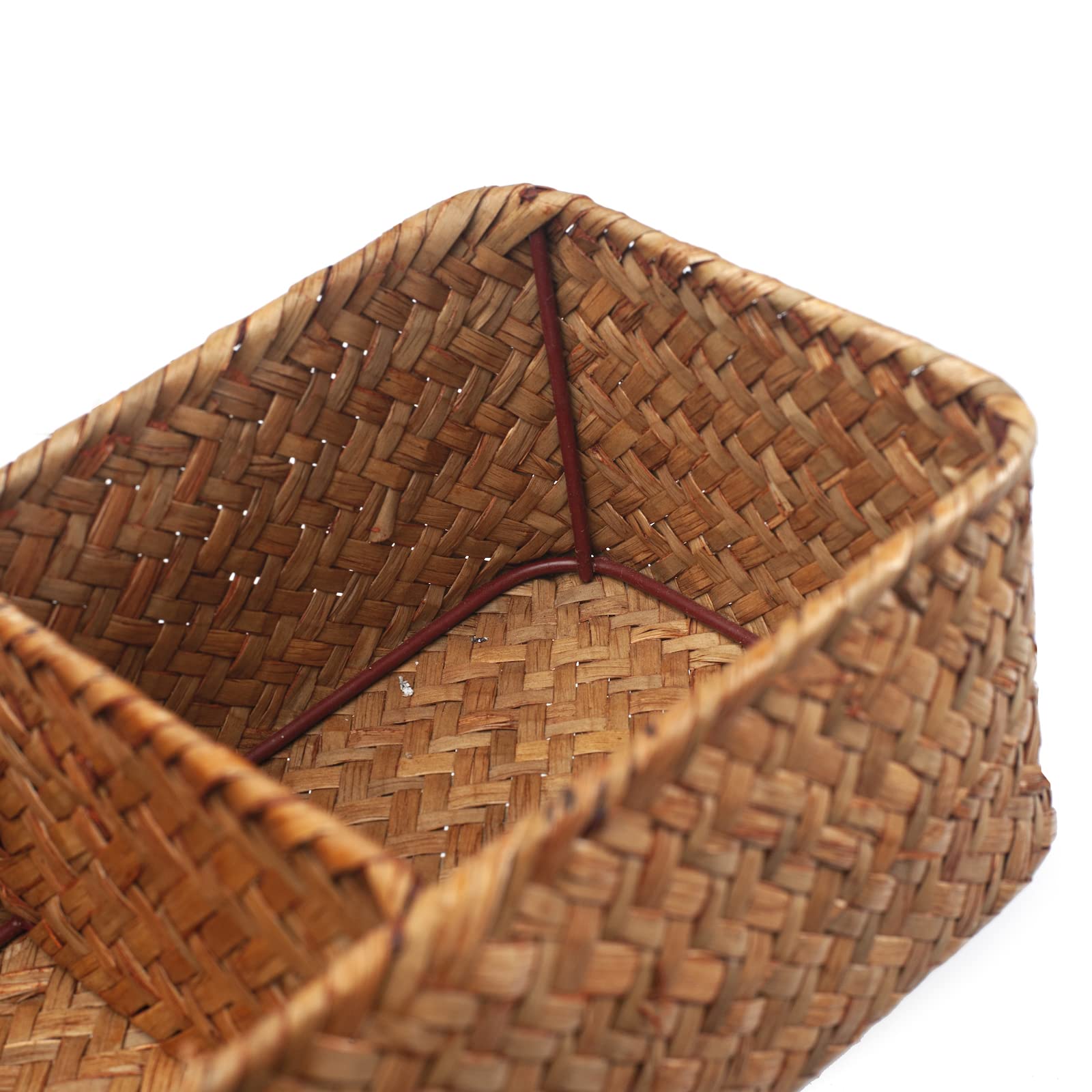 Natural Seagrass Storage Basket - Woven Shelf Organizer for Bathroom, Vanity & Dresser - 14.6