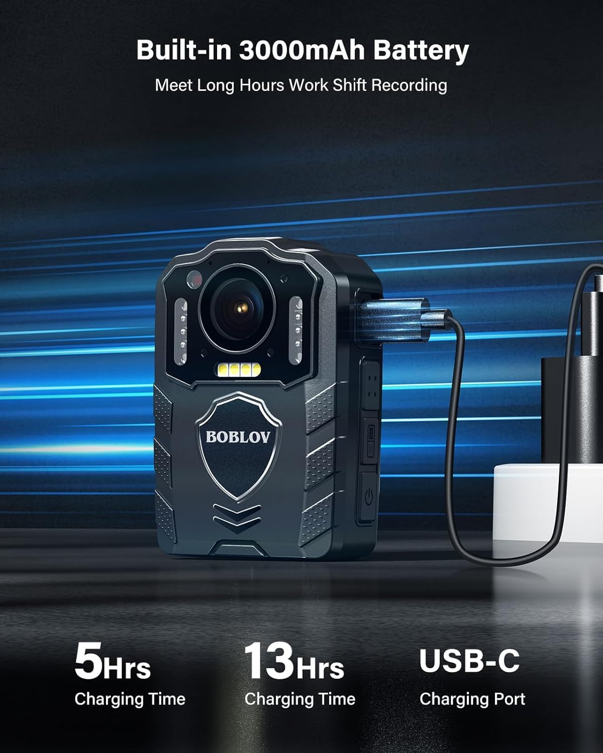 BOBLOV KJ25 1080P Body Camera with Night Vision, 128GB Storage, 13-Hour Video Recording - Ideal for Police, Law Enforcement, Security Guards & Pet Walking (Waterproof & Durable)