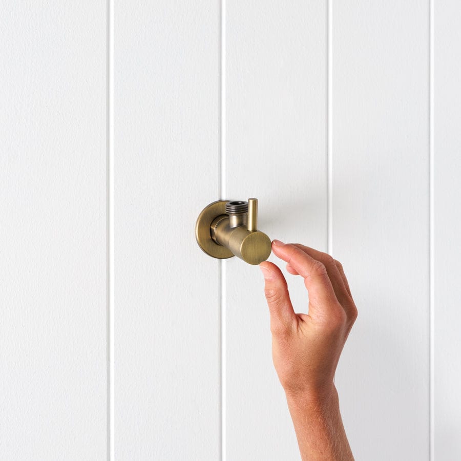 1/4 Turn Angle Valve in Antique Brass - Perfect for Bathroom, Kitchen & Plumbing Fixtures