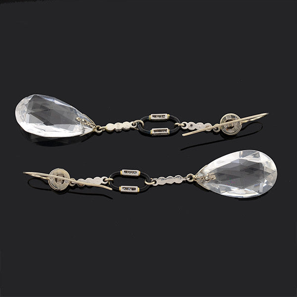 Art Deco 14kt Gold Rock Quartz Crystal & Diamond Stud Earrings for Women - Elegant Vintage Jewelry for Parties, Weddings & Special Occasions