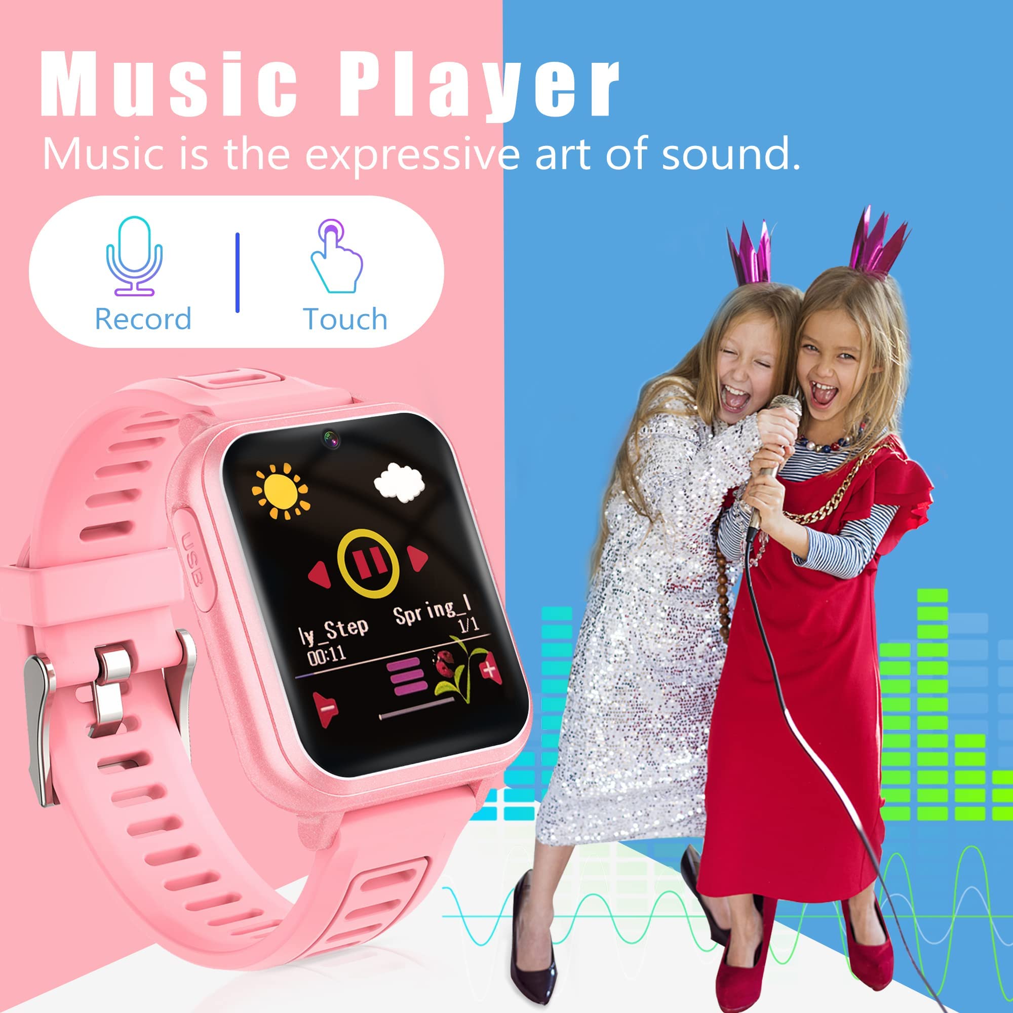 LITEYPP Kids Smart Watch - Interactive Game Watch for Boys & Girls with Music, Video, Camera, Pedometer, Alarm & Flashlight - Perfect Gift for Birthdays, School & Outdoor Play - Pink