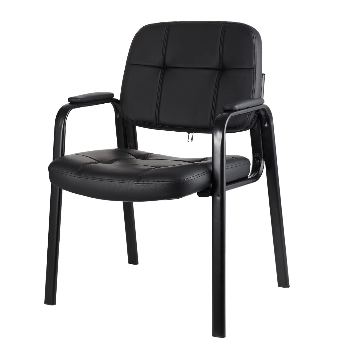 Ergonomic Guest Chair with Padded Armrest - Black for Office & Waiting Room