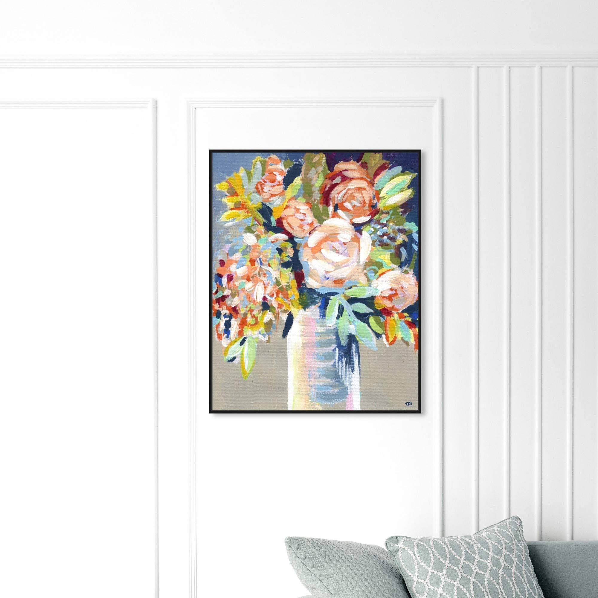 Oliver Gal Artist Co. 'Vitale' Floral & Botanical Framed Wall Art Canvas Prints - Elegant Home Decor for Living Room, Bedroom & Office