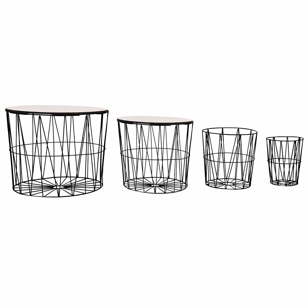 Modern Black Coffee Table Set - 4-Piece Living Room Furniture for Small Spaces, Sofa & TV Area - Includes End Tables & Coffee Table - Perfect for Apartments, Condos & Home Decor