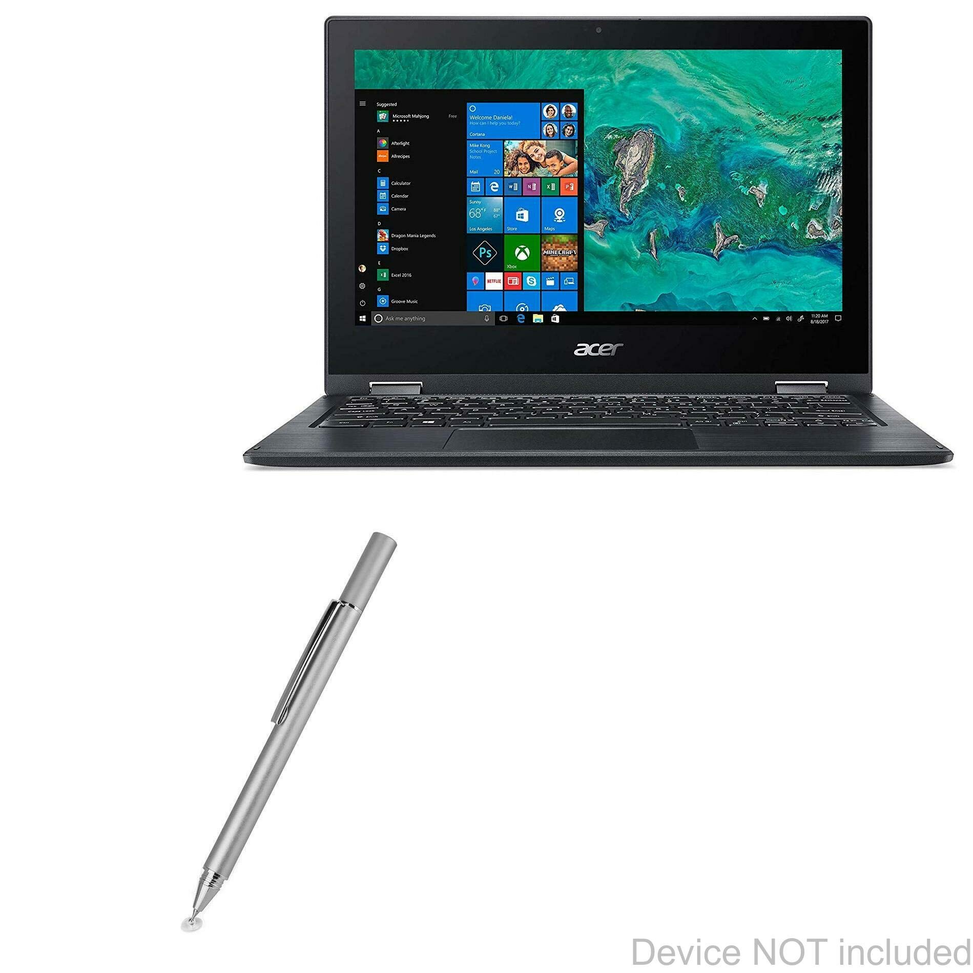 BoxWave FineTouch Capacitive Stylus Pen for Acer Spin 1 (SP111-33) - Ultra Precise Metallic Silver Stylus - Perfect for Drawing, Note-Taking & Touchscreen Devices