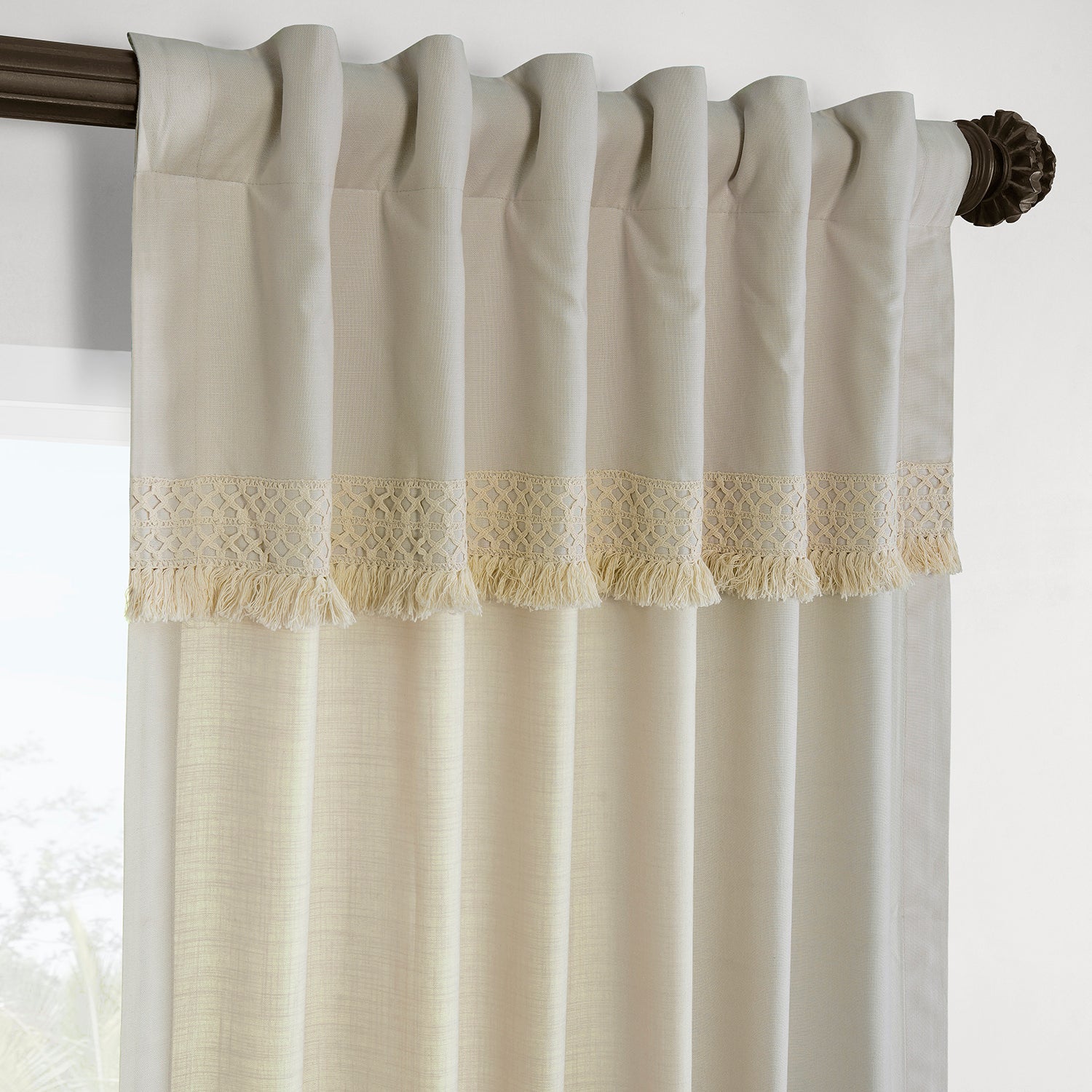 Sayville Modern Hampton Textured Cotton Curtains with Border - Elegant Window Treatments for Living Room, Bedroom & Home Decor