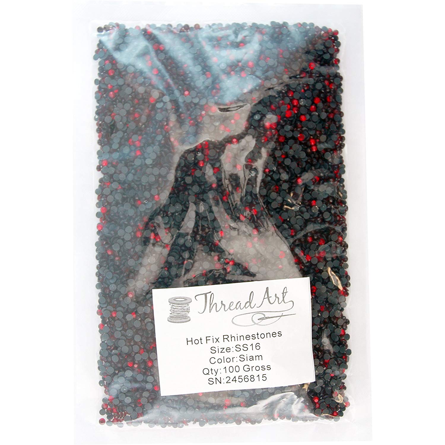 Threadart Bulk Hot Fix Rhinestones Siam - SS16 (4mm) - 14400 Stones (100 Gross) for DIY Crafts, Jewelry Making, and Clothing Embellishment