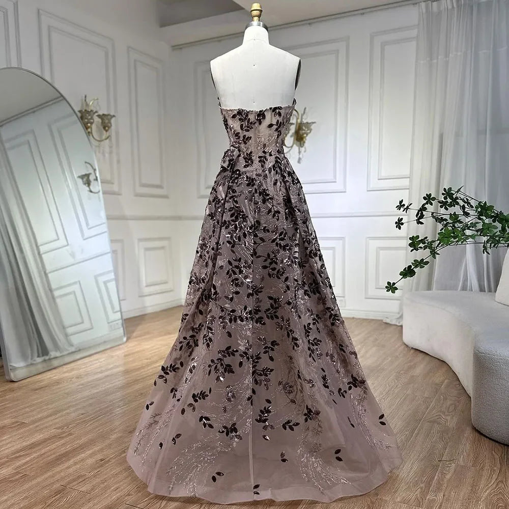 Elegant Pink A-Line Off-the-Shoulder Beaded Sequins Evening Dress for Women - Luxury Dubai Party Gown for Weddings, Galas & Special Occasions