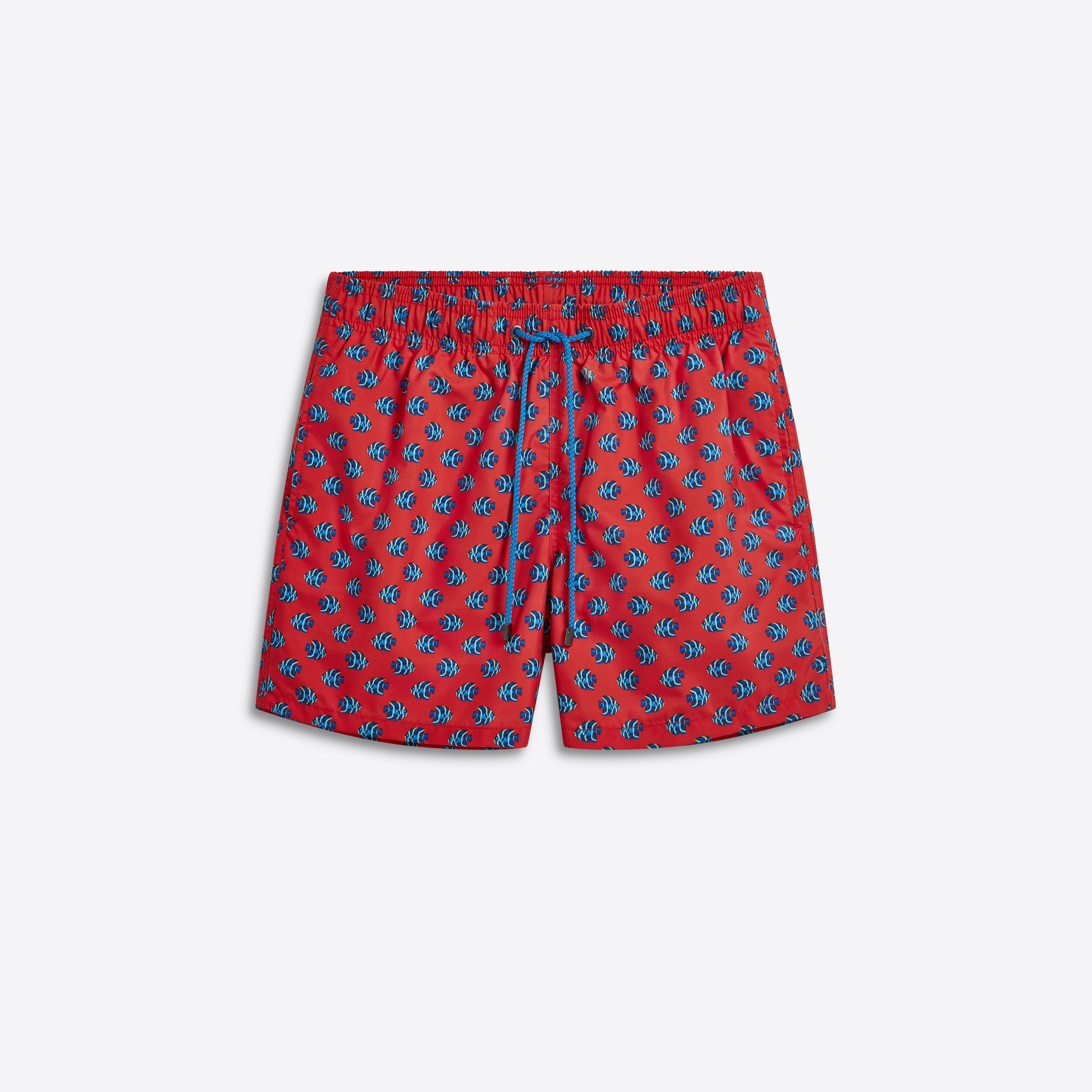 Men's ARCHER Fish Print Swim Trunks - Quick Dry Beach Shorts for Swimming, Surfing & Summer Vacation
