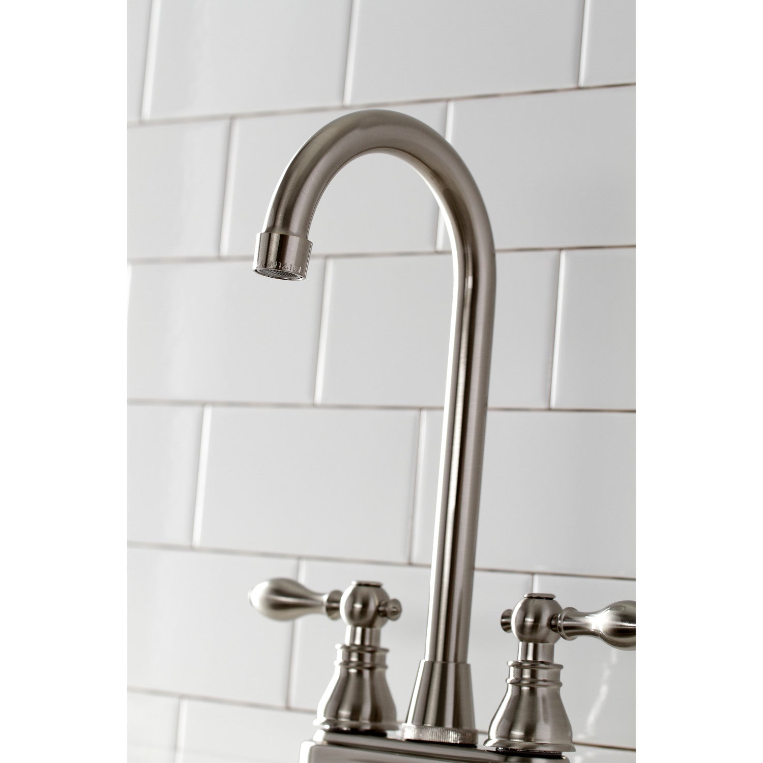 American Classic KB498ACL Two-Handle 2-Hole Deck Mount Bar Faucet in Brushed Nickel - Perfect for Kitchen Sinks, Wet Bars, and Outdoor Entertaining Areas