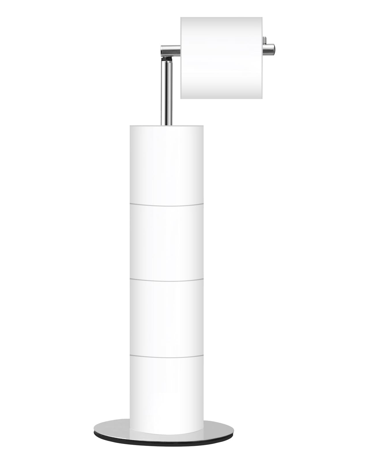 Free Standing Toilet Paper Holder Stand with Reserve - Modern Chrome Bathroom Tissue Roll Stand for 4 Rolls | Space-Saving Bathroom Organizer for Small Spaces & Luxury Homes - Housen Solutions