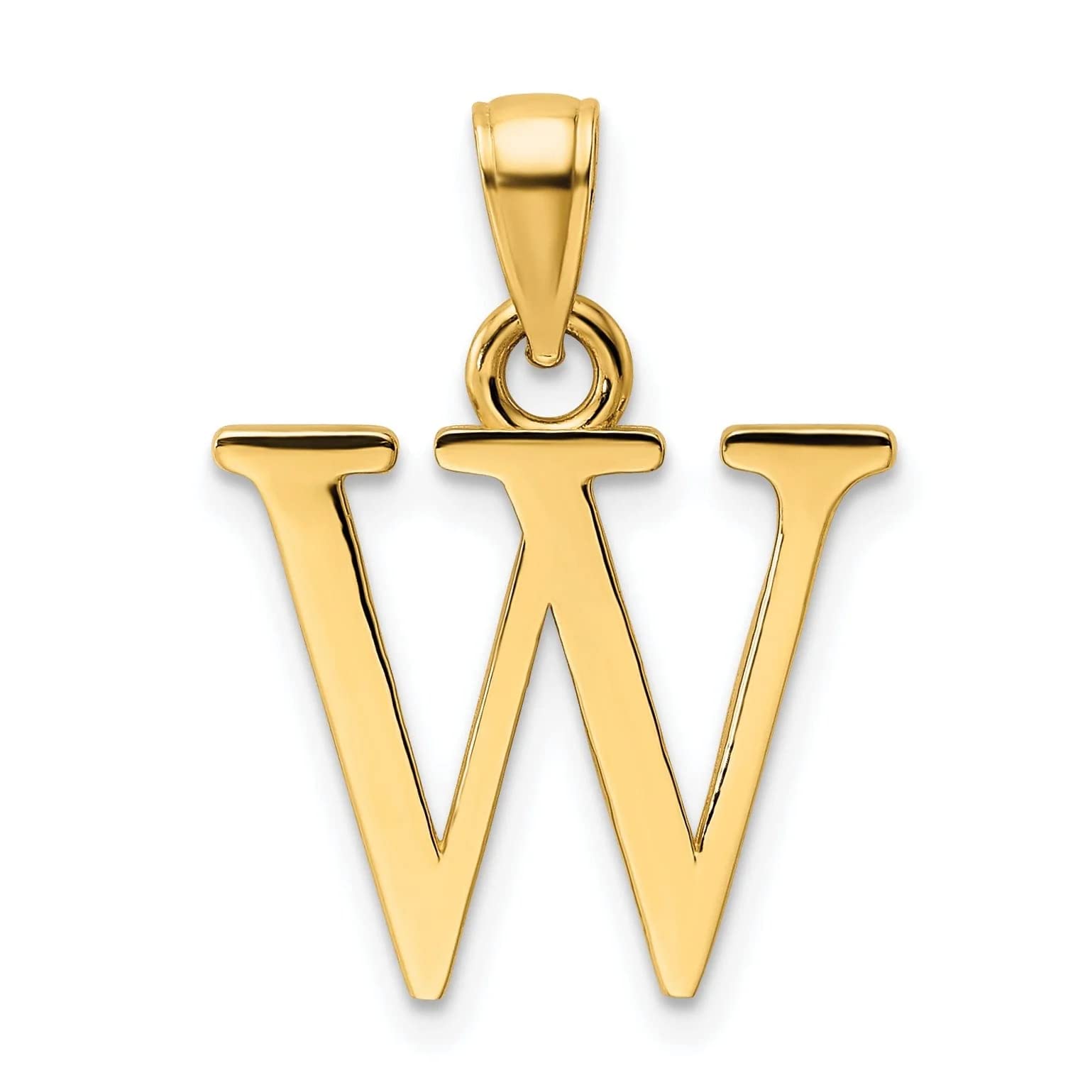14K Yellow Gold Block Initial Letter W Charm Pendant - Elegant Personalized Jewelry for Women, Perfect for Gifts, Necklaces & Bracelets