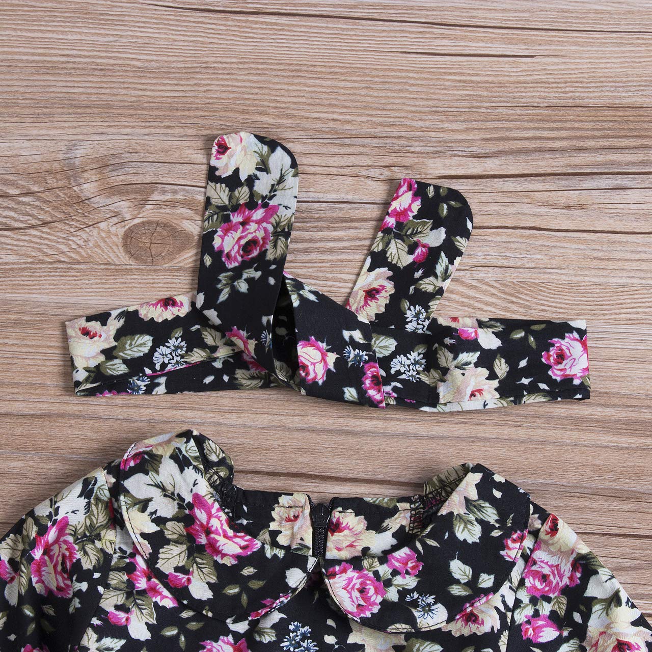 Toddler Baby Girls Floral Long Sleeve A-Line Party Dress with Doll Collar & Bow Headband - Cute Outfit for Birthday, Holiday & Special Occasions