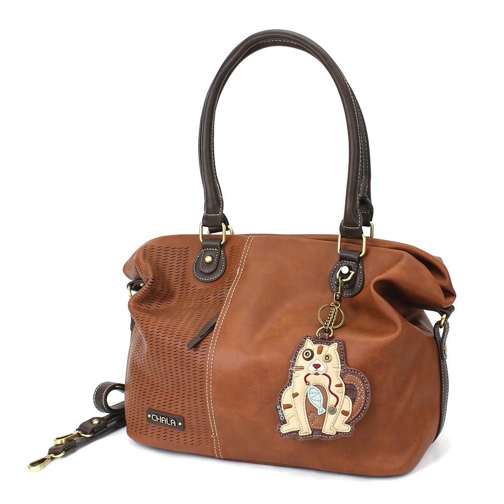 CHALA Women's Faux Leather Laser Cut Crossbody Shoulder Bag - Stylish Brown Tote Purse for Work, Travel & Everyday Use