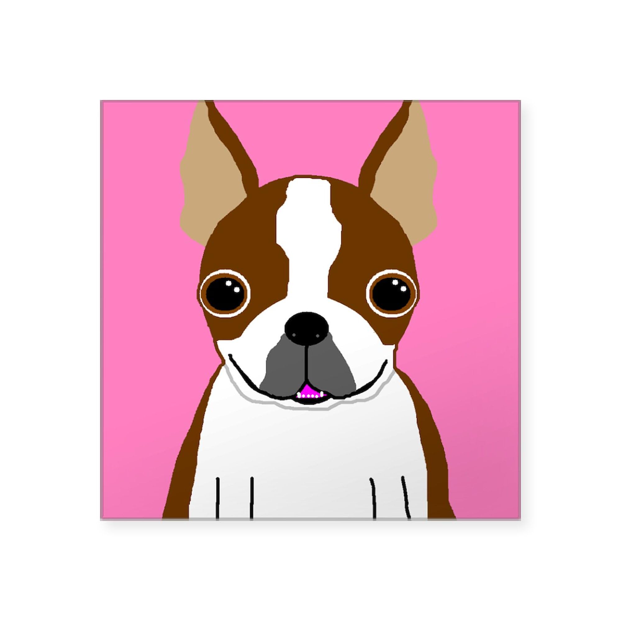 Boston Terrier Brown Rectangle Sticker - Durable Car Bumper Decal for Cars, Laptops & Water Bottles - Perfect for Pet Lovers & Dog Enthusiasts