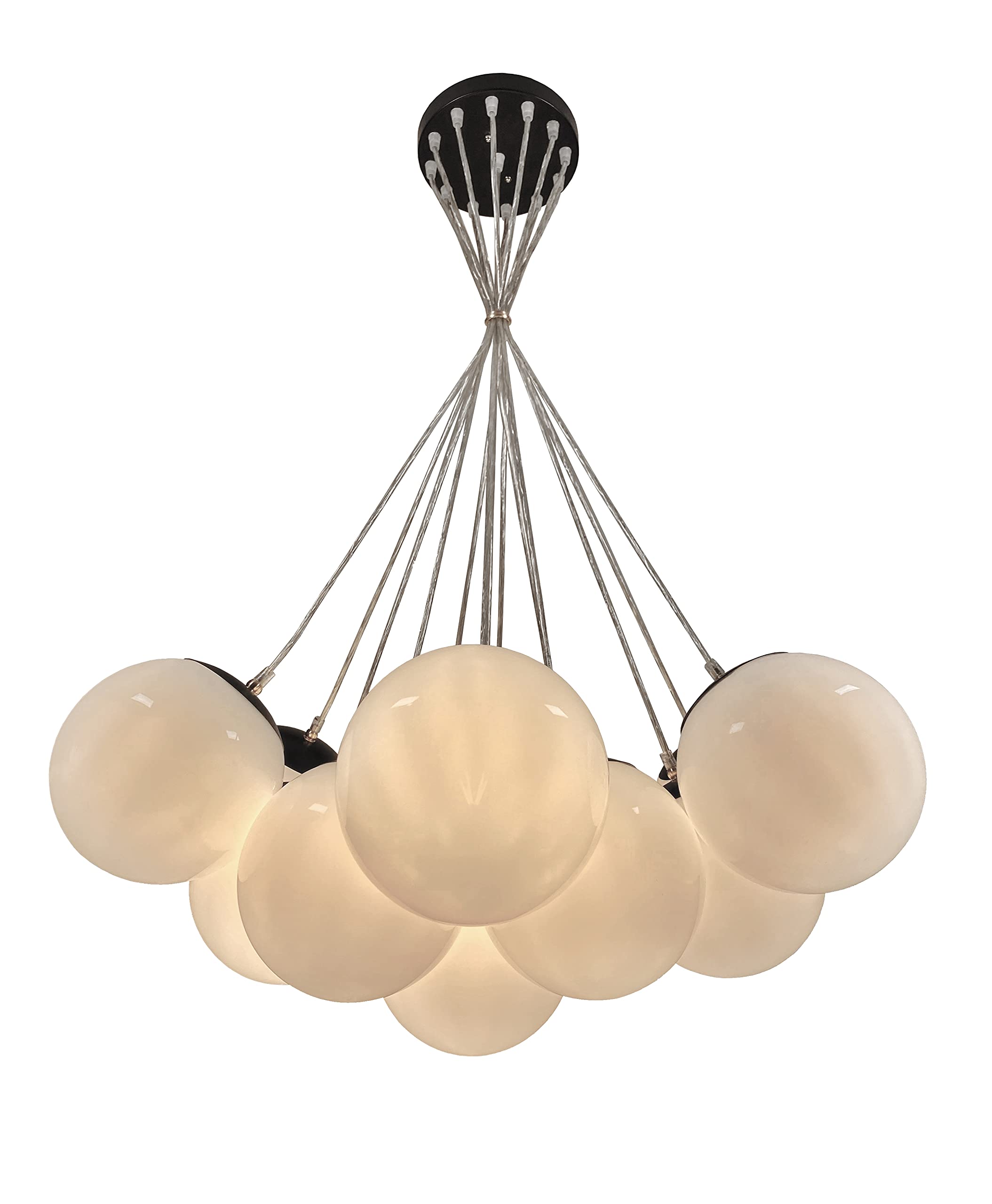 13-Light White Globe Cloud Chandelier with Multi Pendant - Modern Ceiling Lighting Fixture for Dining Room, Bedroom, Living Room Decor