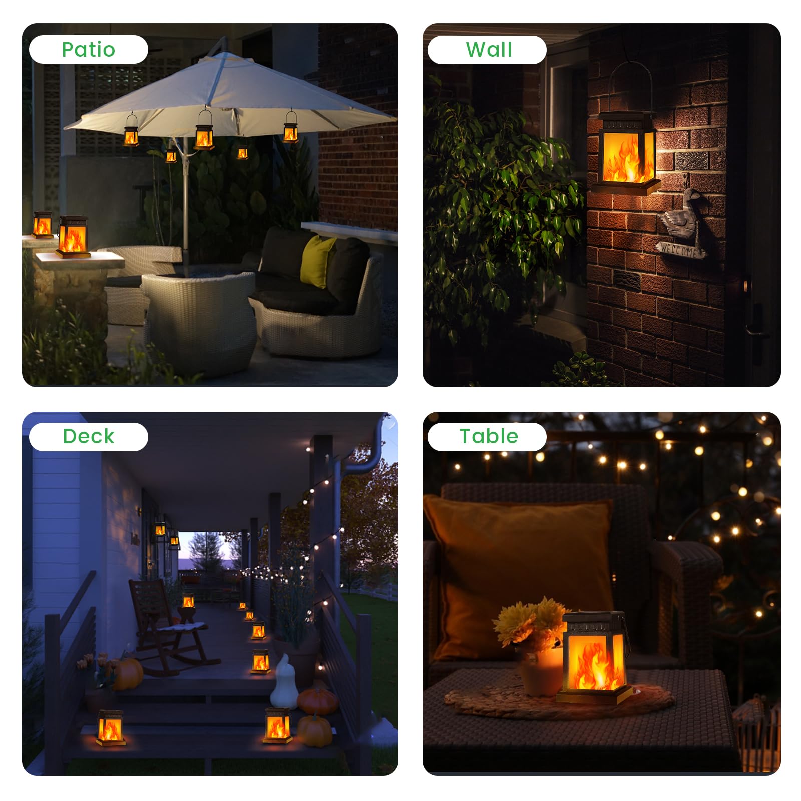 2 Pack Solar Hanging Lanterns - Waterproof Outdoor Flickering Flame Lights for Garden, Patio, Yard, Deck & Camping | Perfect for Landscape Lighting, Tent Ambiance & Umbrella Decor