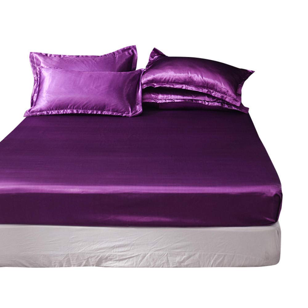 Luxury King Size Bed Sheet Set - 100% Brushed Microfiber, Satin Soft 180x200cm (3pc) Purple Bedding Set with Fitted Sheet & Pillowcases | Hotel Quality Mattress Protector for Master Bedroom & Guest Room Decor