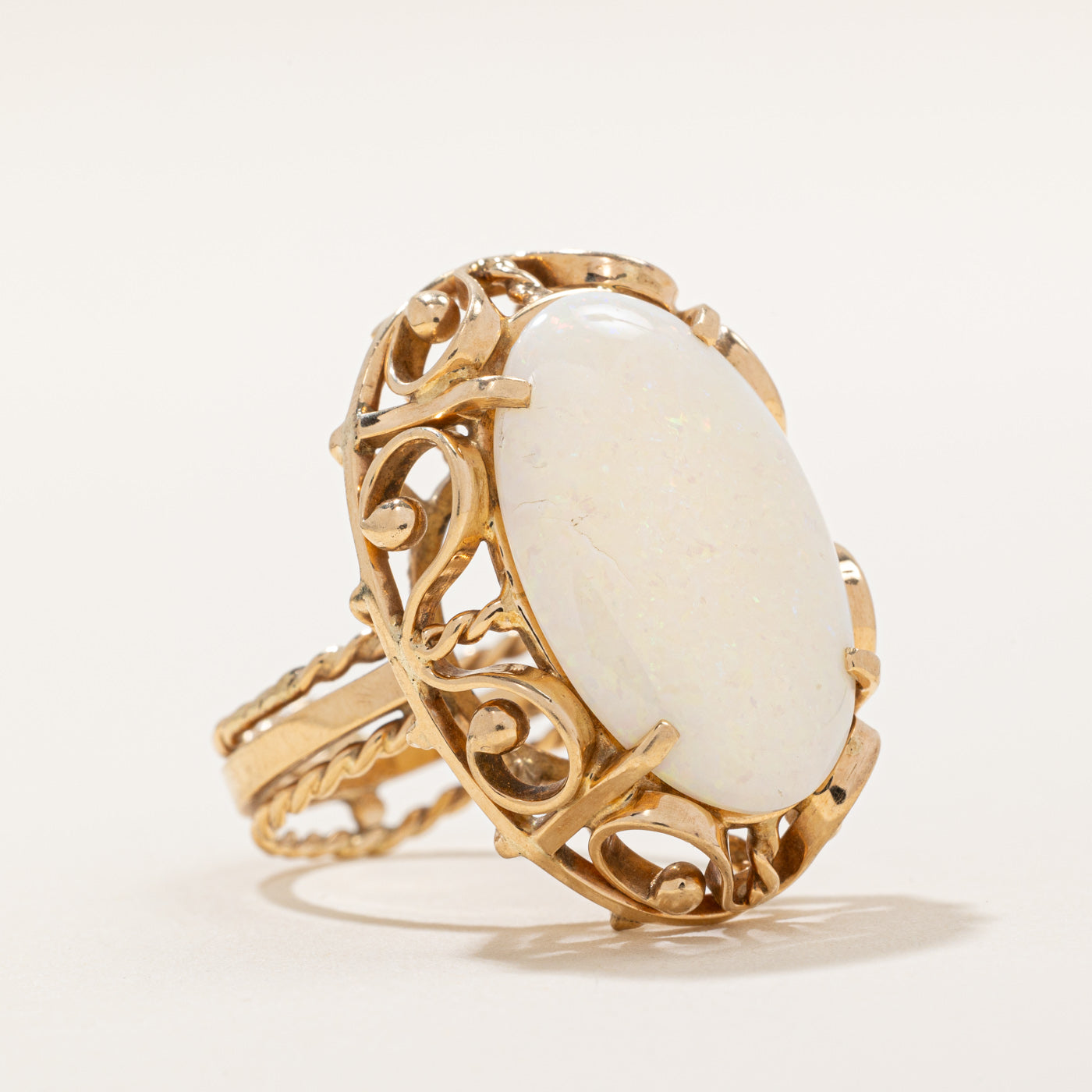Opal Cocktail Ring - 4.65 Carat Genuine Opal Statement Ring - Size 7 - Perfect for Evening Parties, Weddings & Special Occasions