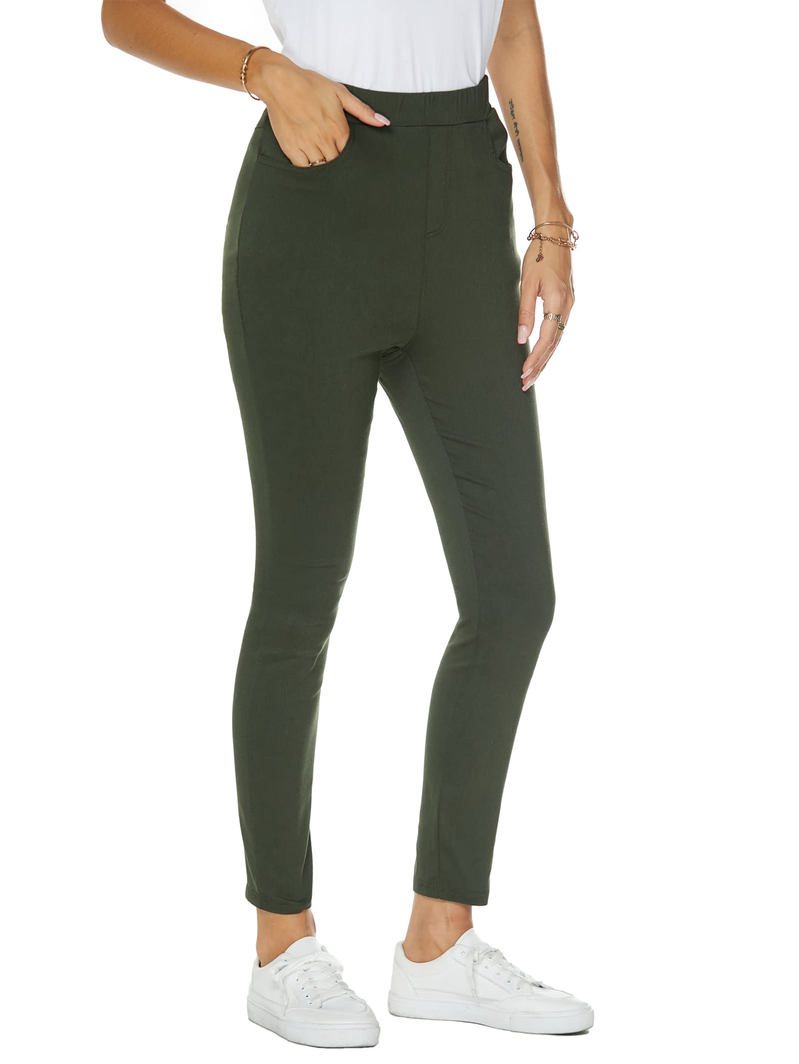 Famulily Women's Stretch Skinny Dress Pants - Tummy Control Work Pants with Pull-On Design for Business Casual & Office Wear [Sizes S-2XL] | Perfect for Office, Meetings & Professional Occasions