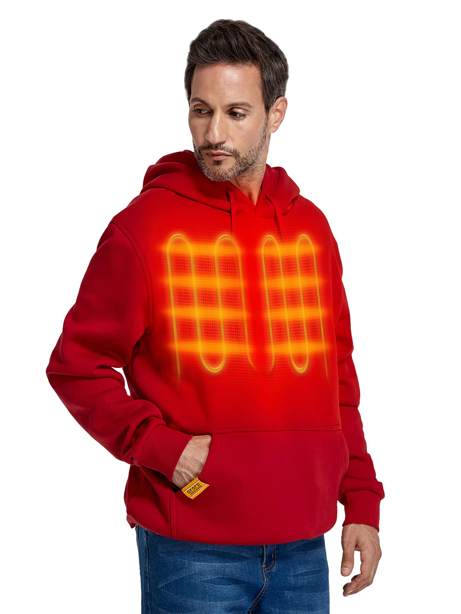 ORORO Heated Pullover Hoodie for Men & Women - Battery-Powered Fleece Hooded Sweatshirt with USB Charging - Perfect for Winter Outdoor Activities, Camping, and Cold Weather Work