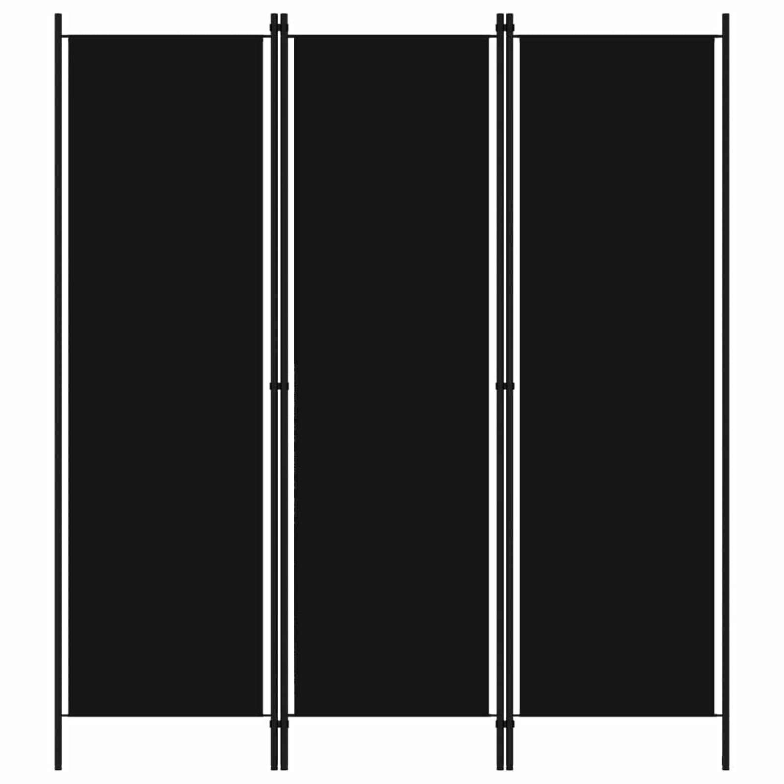 3-Panel Room Divider Screen - Black Freestanding Partition for Office & Home - 59.1