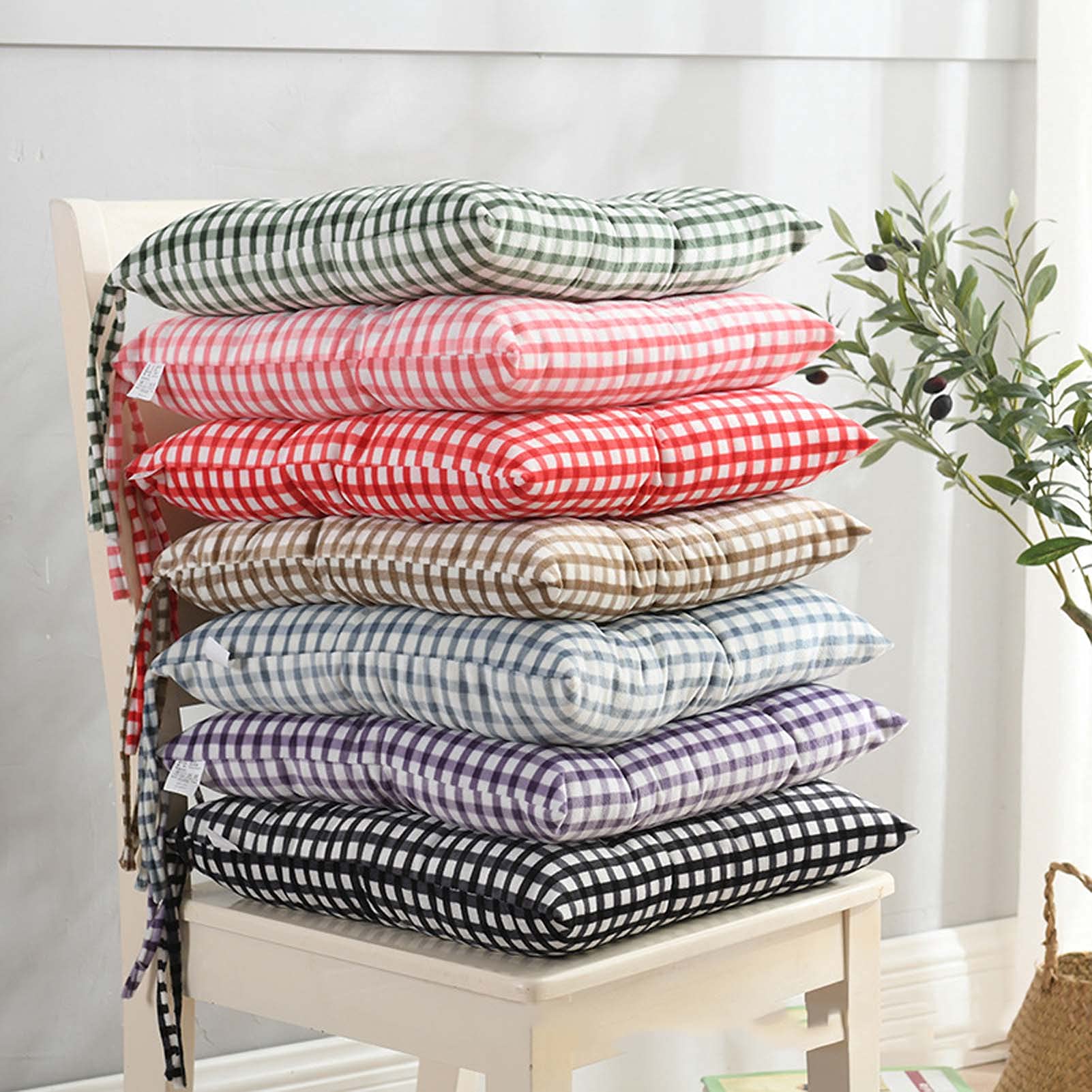 Chair Cushion with Ties - Thick & Comfortable 100% Polyester Seat Cushion Pads for Dining Chairs - Perfect for Home, Office, and Restaurant Seating