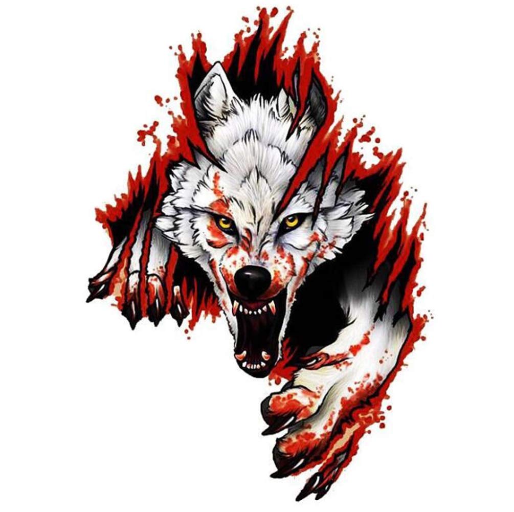 3D Angry Wolf Head Car Stickers - Creative & Funny PVC Decals for Cars, Trucks, Laptops - Universal Automotive Accessories for Personalizing Your Vehicle (Great for Car Enthusiasts & Gift Giving)