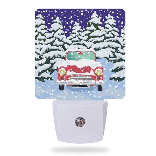 Retro Car in Snow Forest