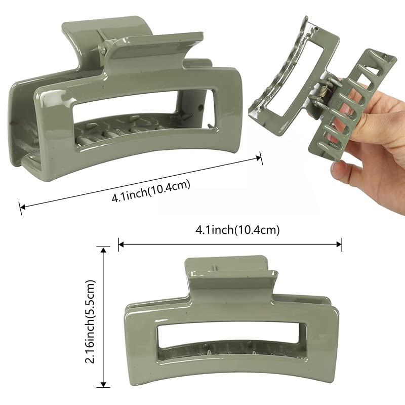 UltraStylist 6-Pack Large Hair Clips for Women - 4.1 Inch Strong Hold Rectangle Claw Clips for Thick & Thin Hair - Perfect for Girls, Teens & Adults - Great for School, Work, Gym & Everyday Styling