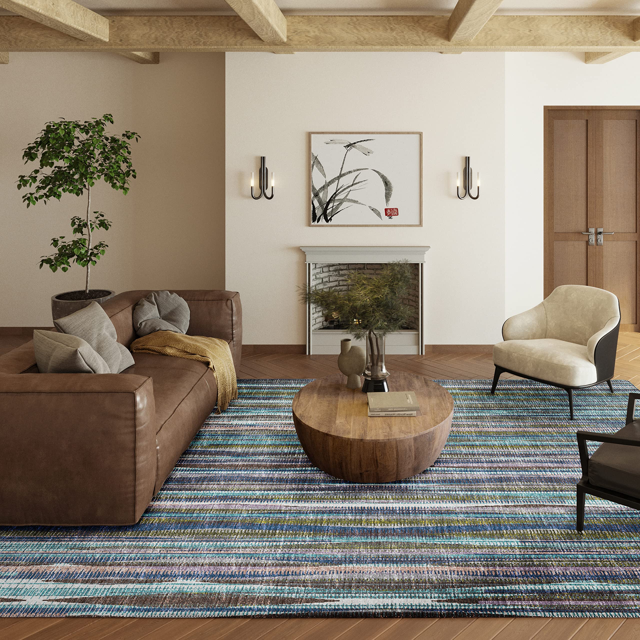 Addison Rugs Waverly 8' x 10' AWA31 Plum Indoor/Outdoor Area Rug - Stain Resistant, Machine Washable, Non-Shedding - Perfect for Bedroom, Living Room, Dining Room & Kitchen - Great for Patio, Deck, Sunroom & High-Traffic Areas