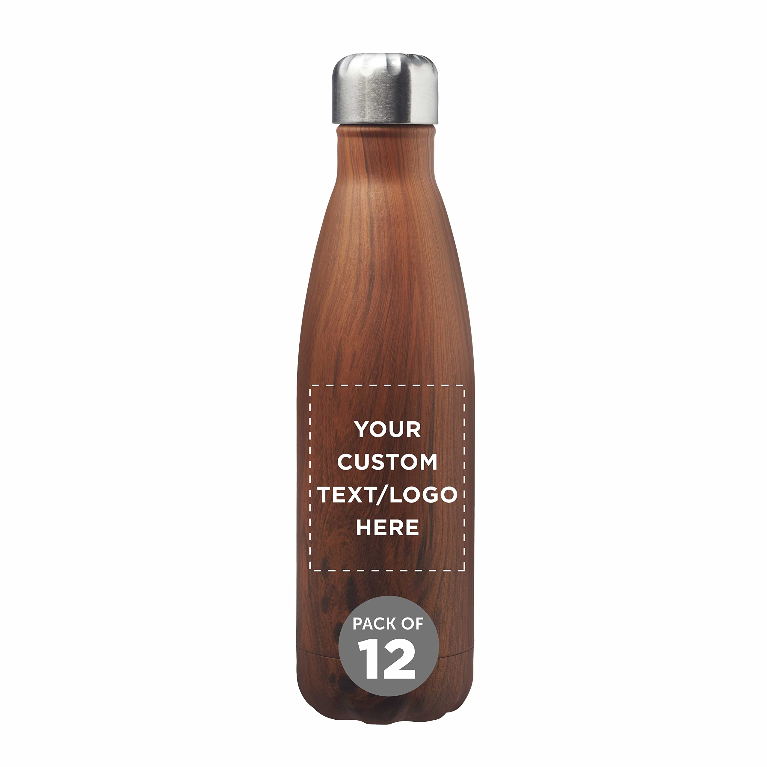 12-Pack 17oz Stainless Steel Cola-Shaped Water Bottles - Double Wall Insulated, BPA-Free, Customizable Text & Logo - Spill-Proof Lid - Perfect for Office, Gym, School & Outdoor Activities