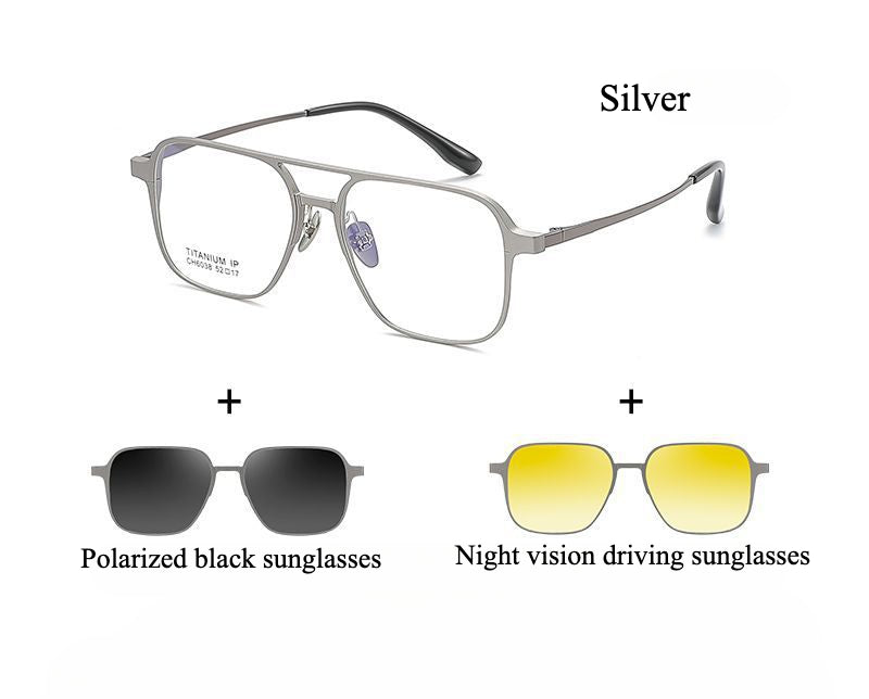 4-in-1 Magnetic Aluminum Magnesium Titanium Sunglasses - Polarized UV Protection for Driving, Fishing & Outdoor Activities