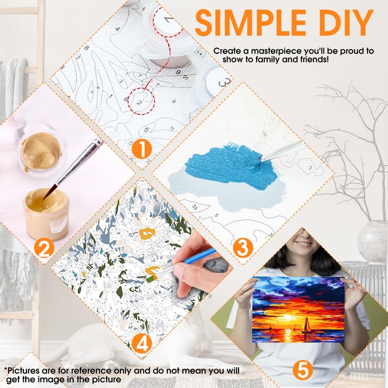 DIY Monkey Paint by Numbers Kit for Kids & Adults - 20x20 Inch Animal Acrylic Oil Painting Art Set for Beginners - Home Wall Decor, Stress Relief & Creative Gift Idea
