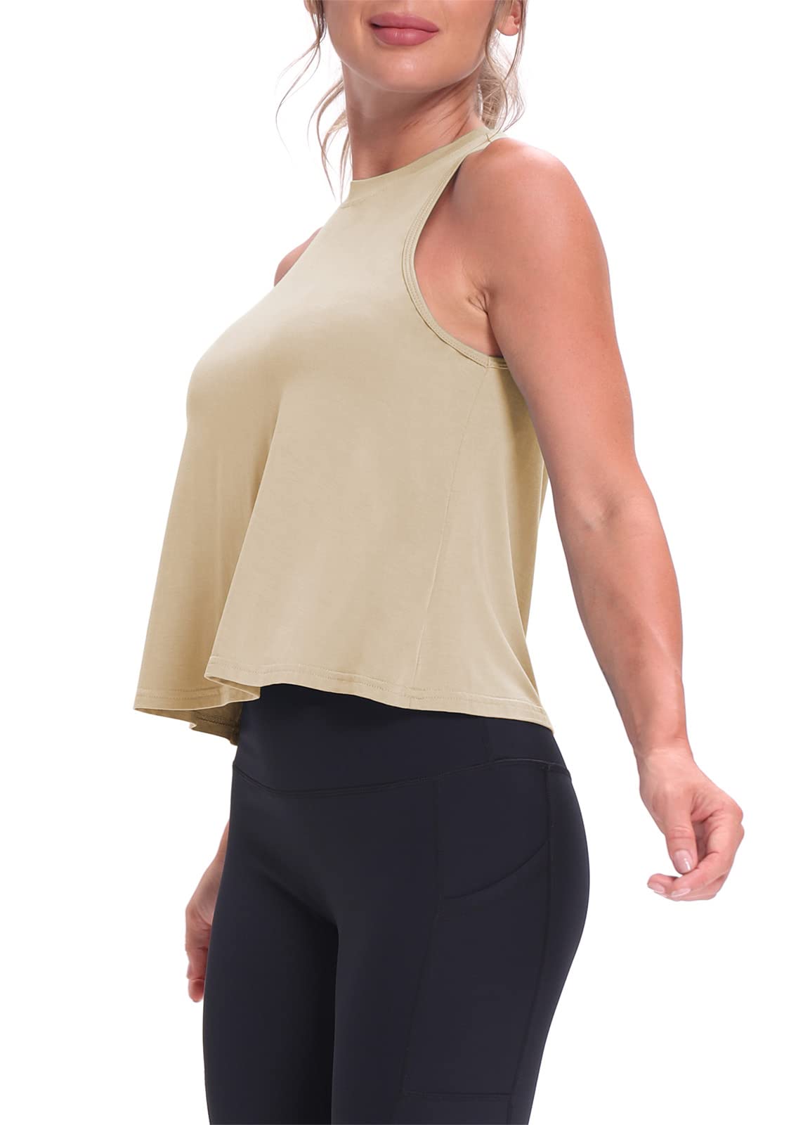 Women's Mippo Crop Tops - Breathable Workout Shirts & Flowy Cropped Tank Tops for Yoga, Running & Gym - Athletic Fitness Apparel for Women