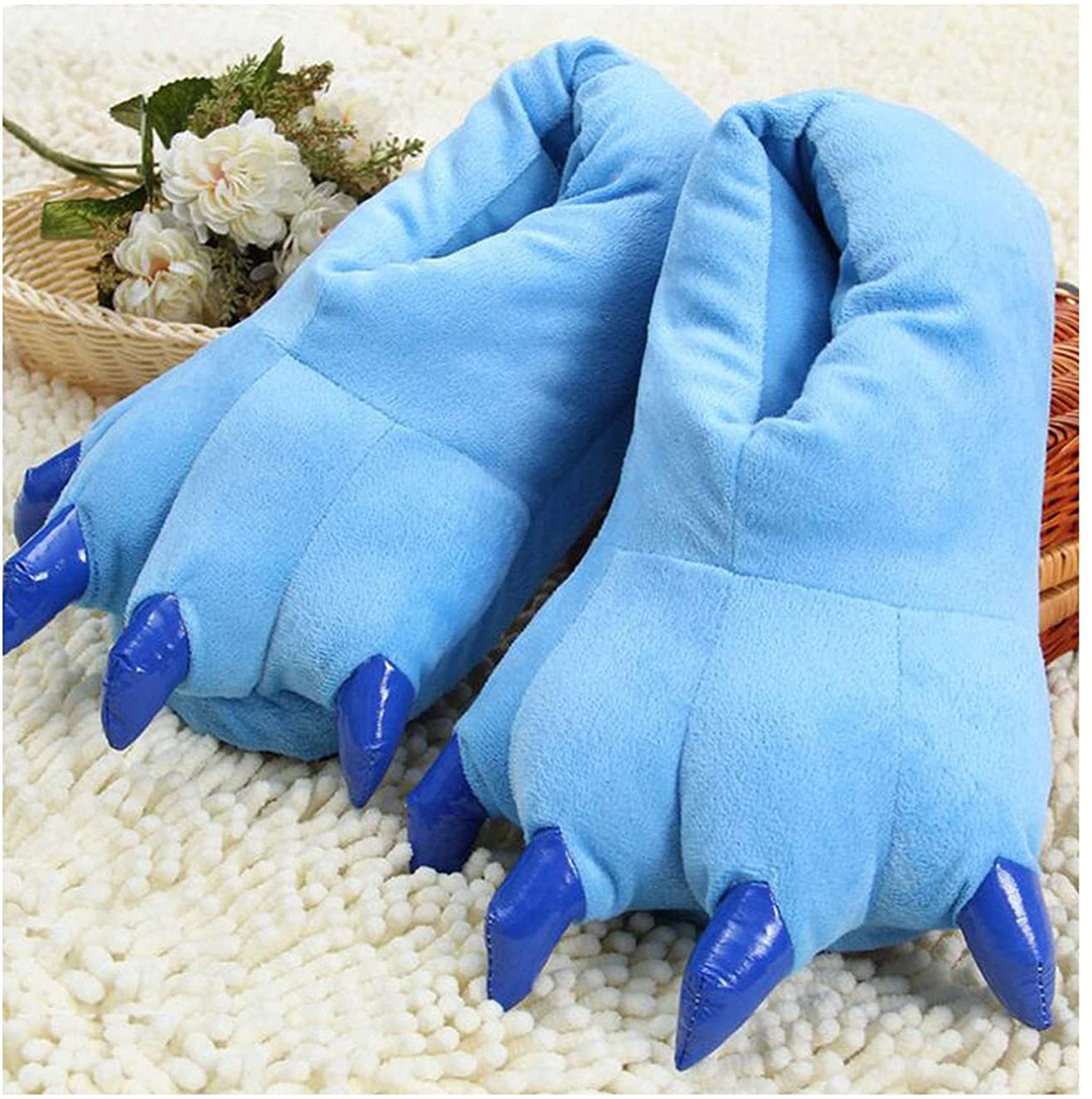 YILANLAN Unisex Plush Animal Paw Slippers - Dinosaur Claw Fuzzy Warm House Shoes for Men & Women | Cozy Indoor Comfort for Winter, Lounge Wear, Gift Idea